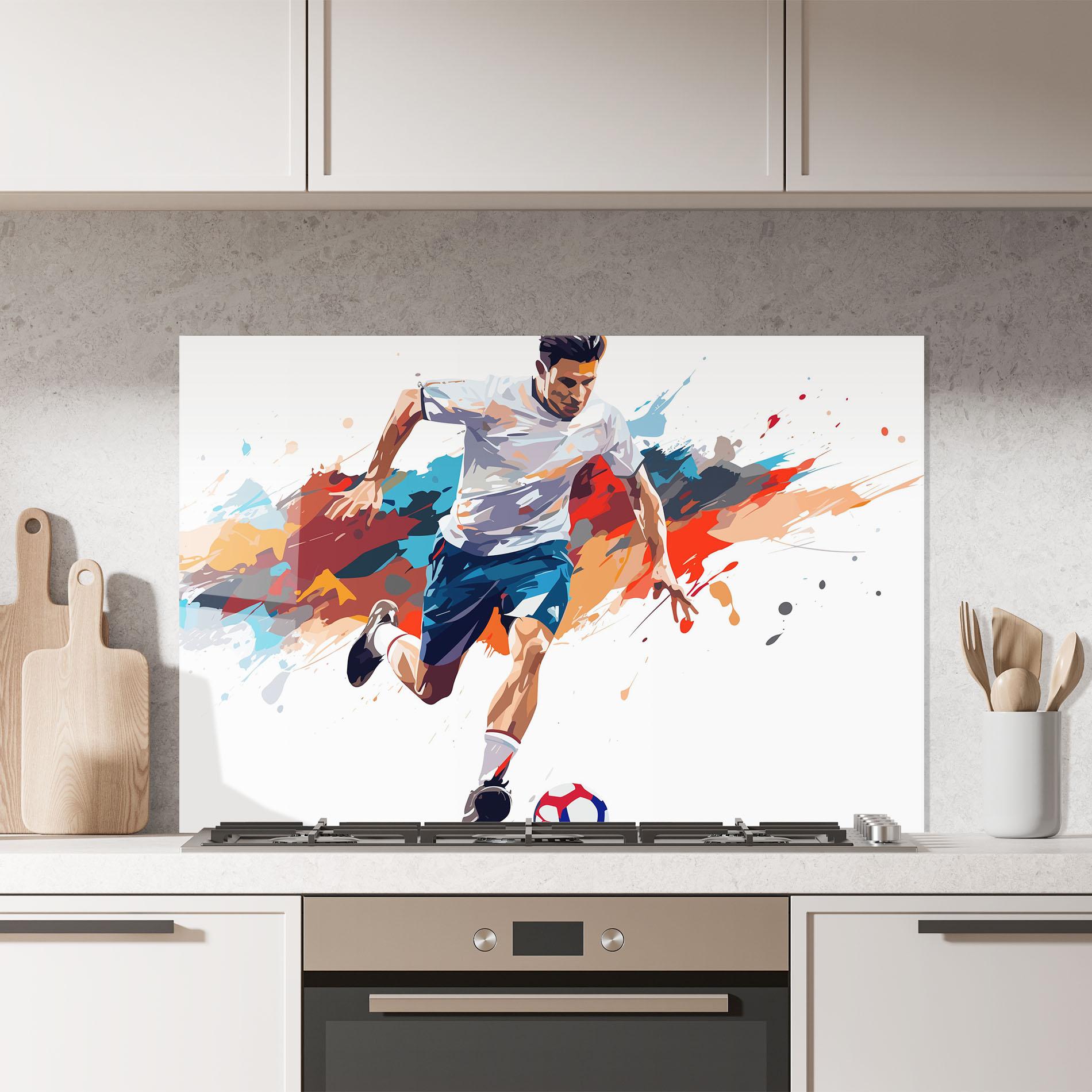 Стъклен панел за кухня Grey Blue Football mockup 7