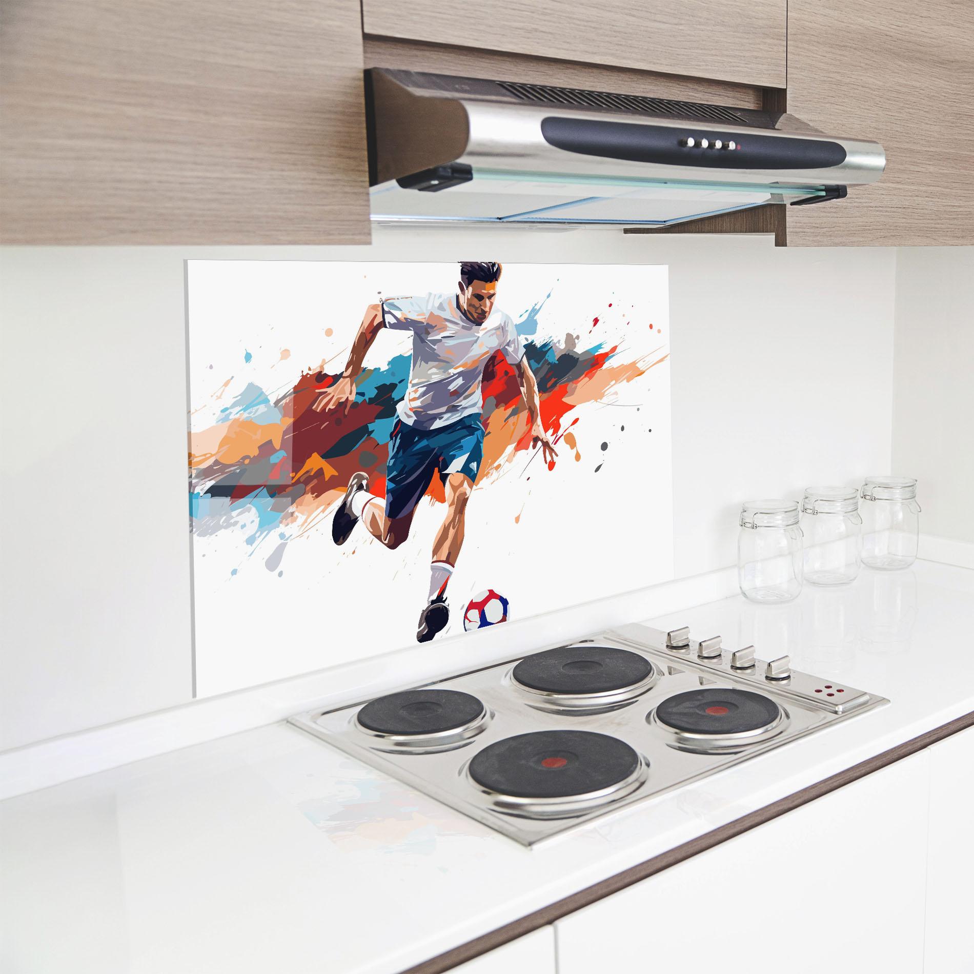 Стъклен панел за кухня Grey Blue Football mockup 8