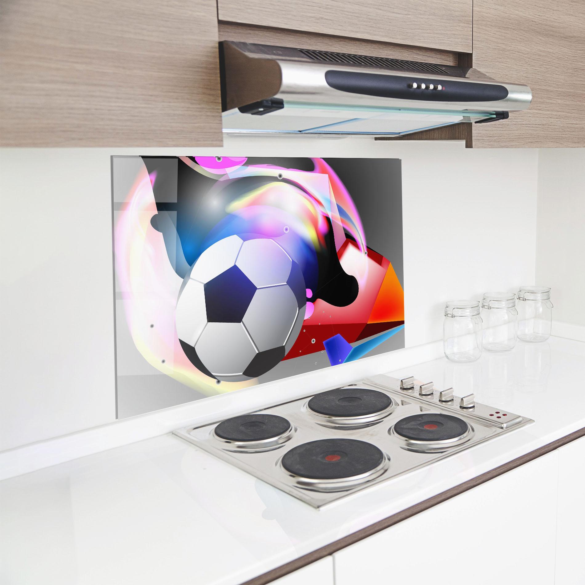 Стъклен панел за кухня Pink Blue Football Art mockup 8