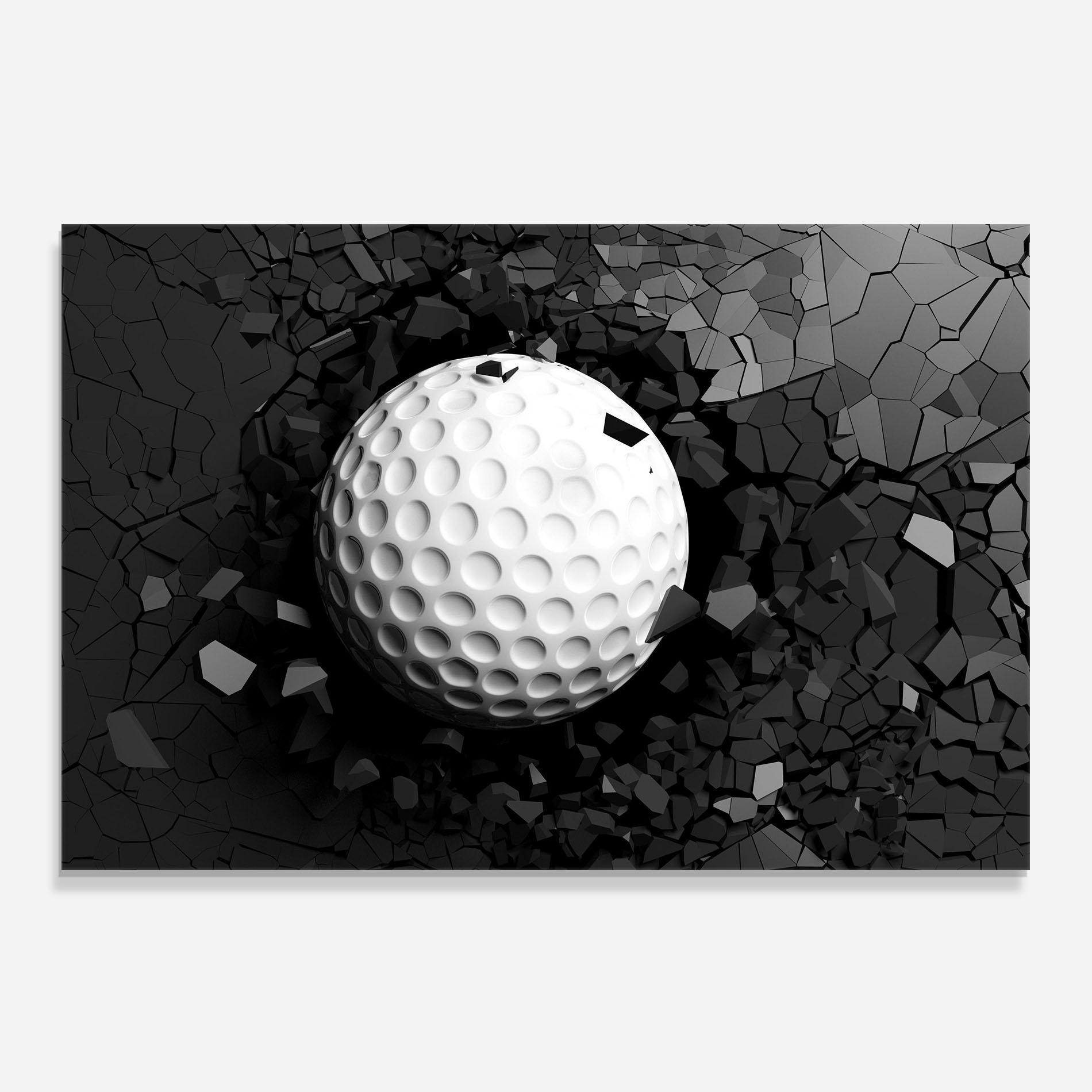 Стъклен панел за кухня Black Wall Golf Ball mockup 0