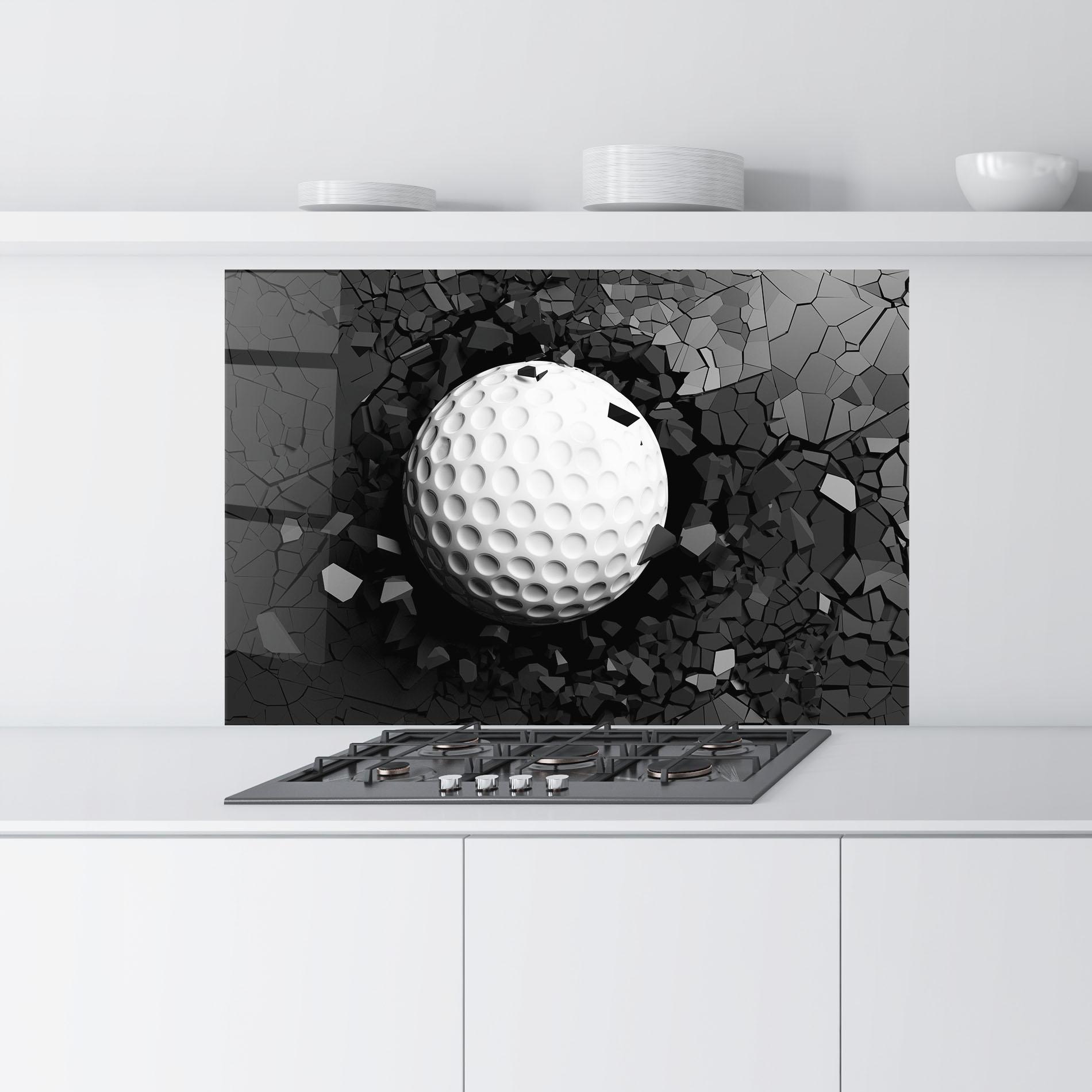 Стъклен панел за кухня Black Wall Golf Ball mockup 9