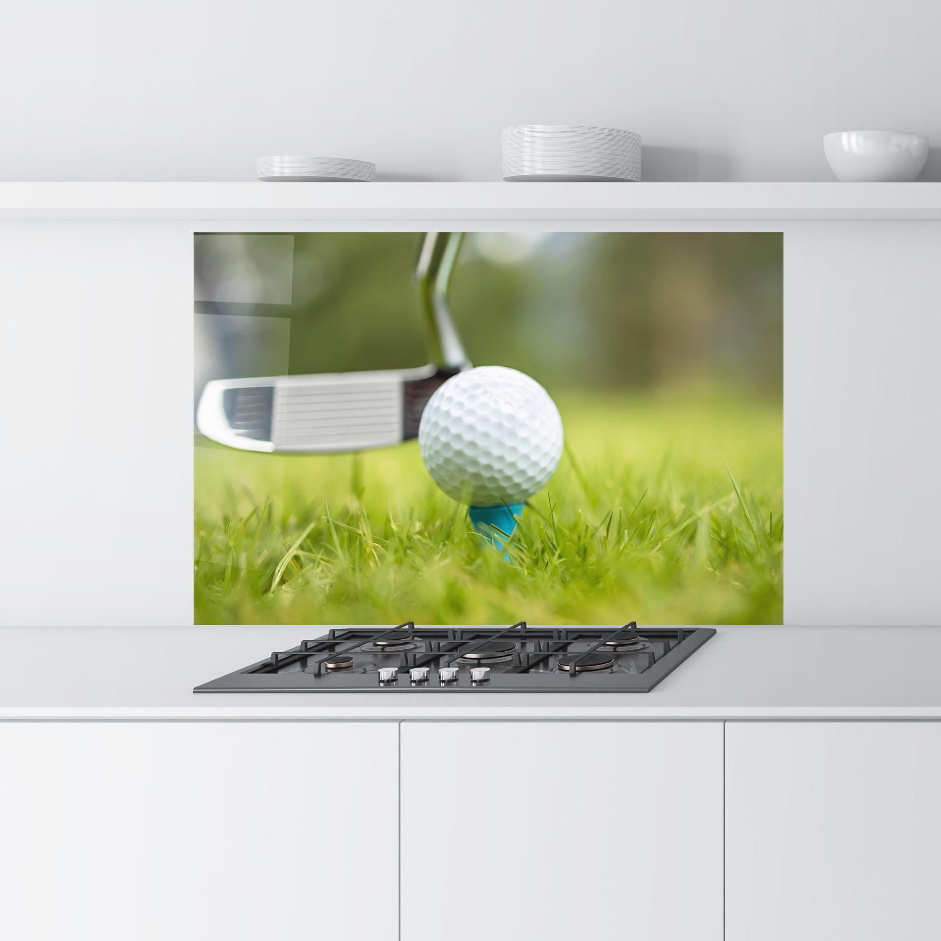 Стъклен панел за кухня Golf Ball Tee mockup 9