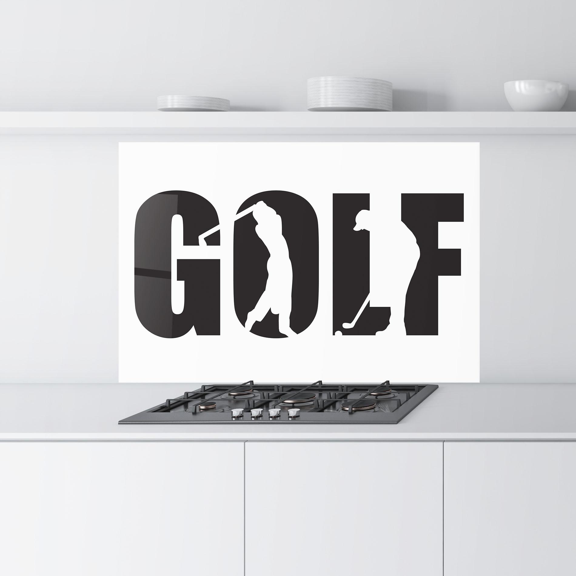 Стъклен панел за кухня Golf Text Art mockup 9