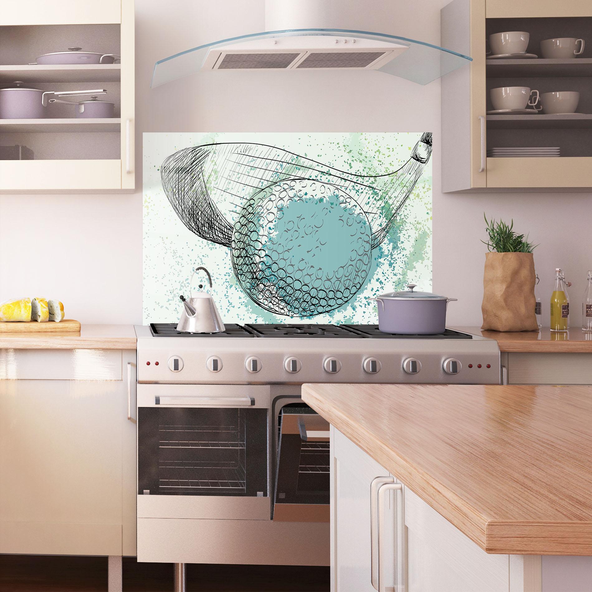 Стъклен панел за кухня Blue Golf mockup 1