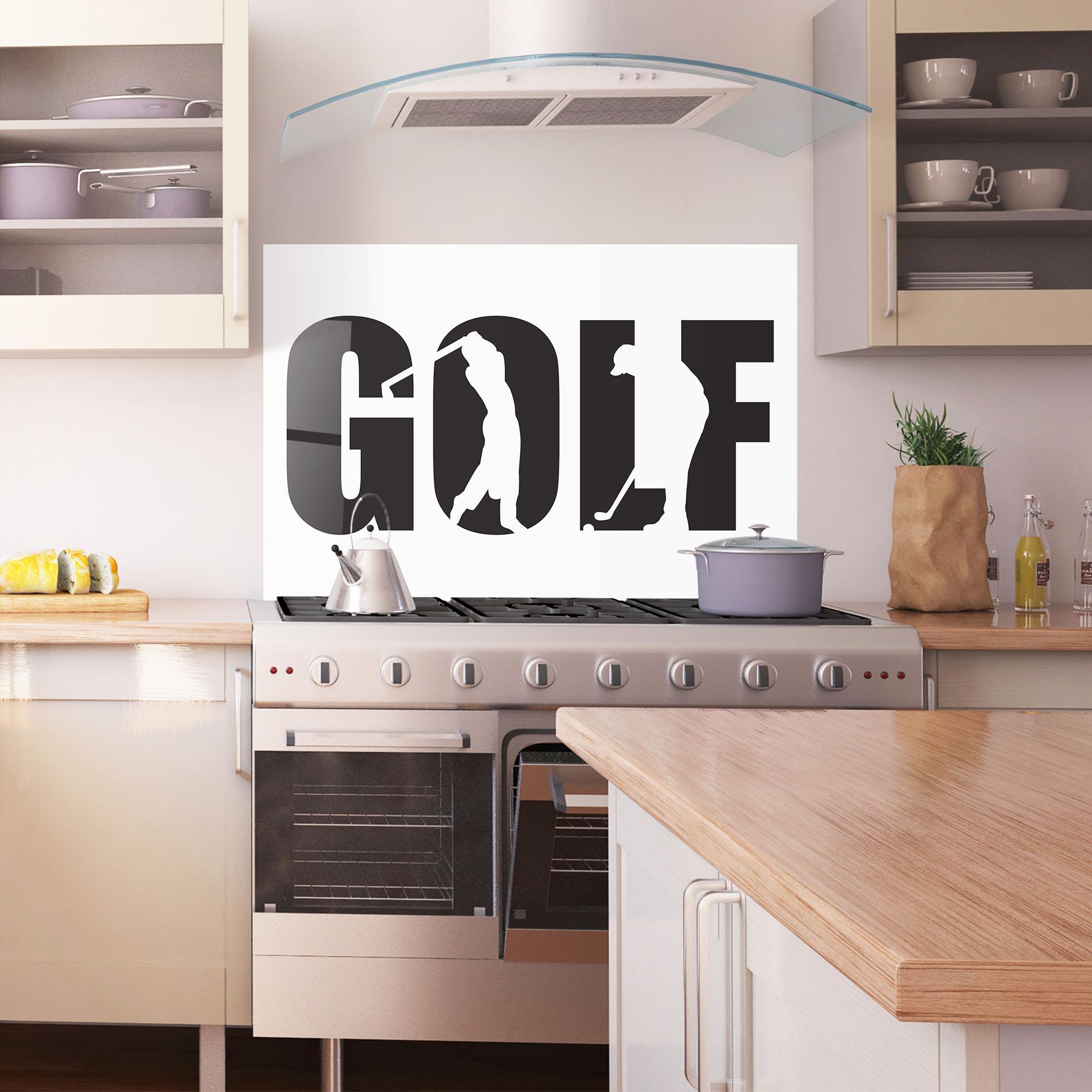 Стъклен панел за кухня Golf Text Art mockup 1