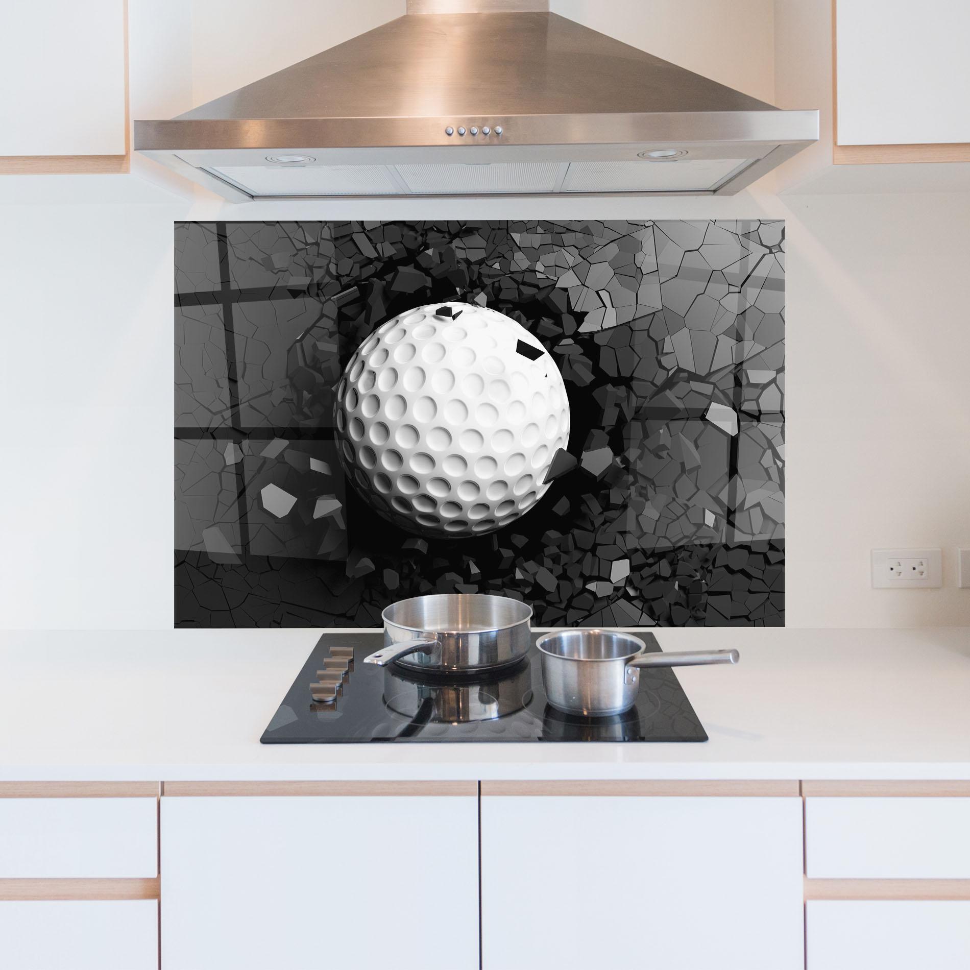 Стъклен панел за кухня Black Wall Golf Ball mockup 5