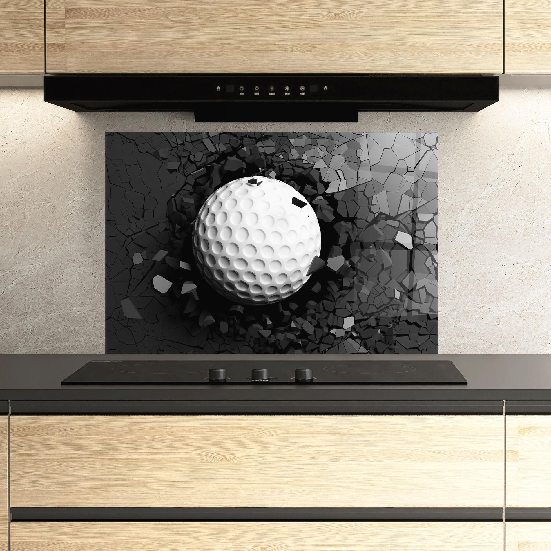 Стъклен панел за кухня Black Wall Golf Ball mockup 3