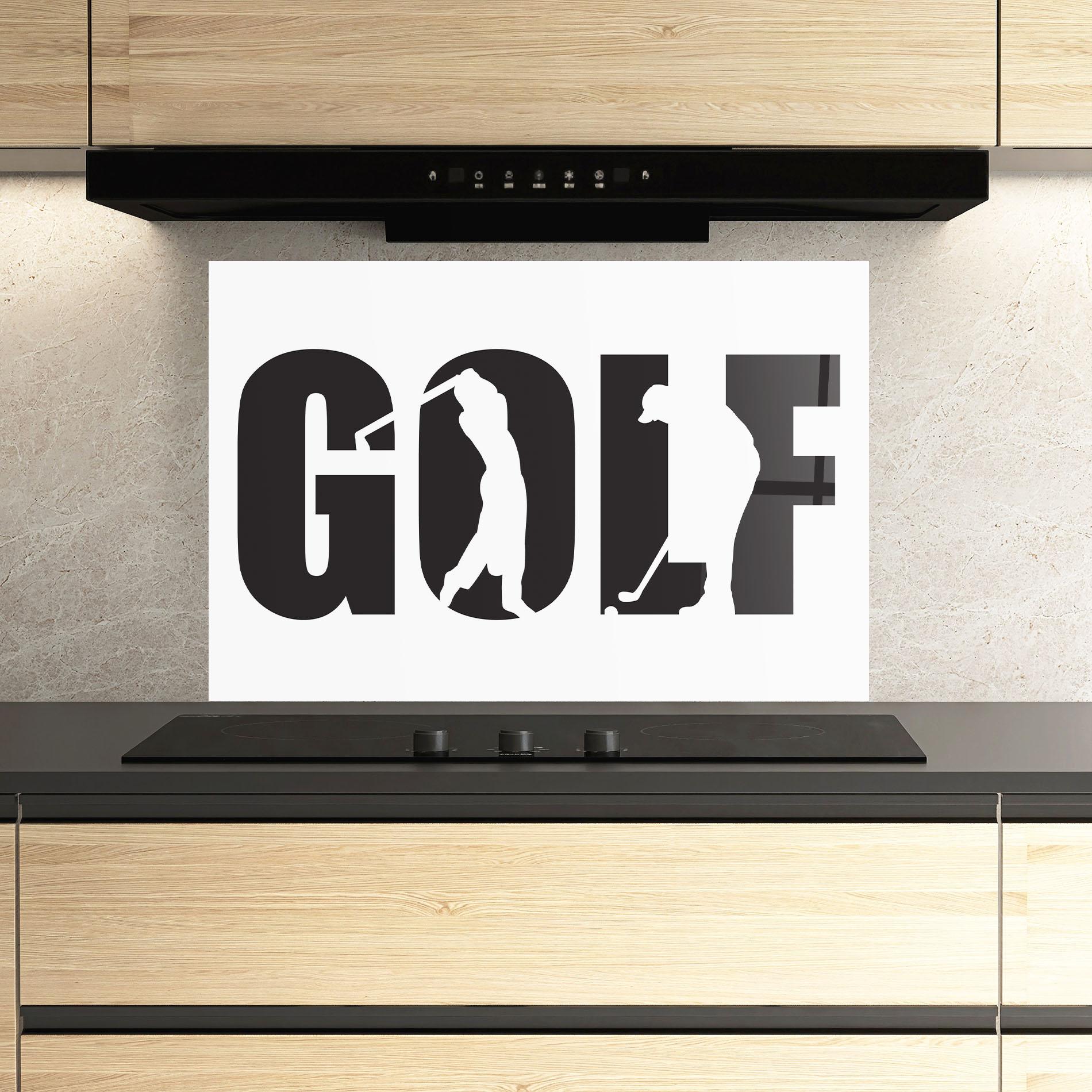 Стъклен панел за кухня Golf Text Art mockup 3