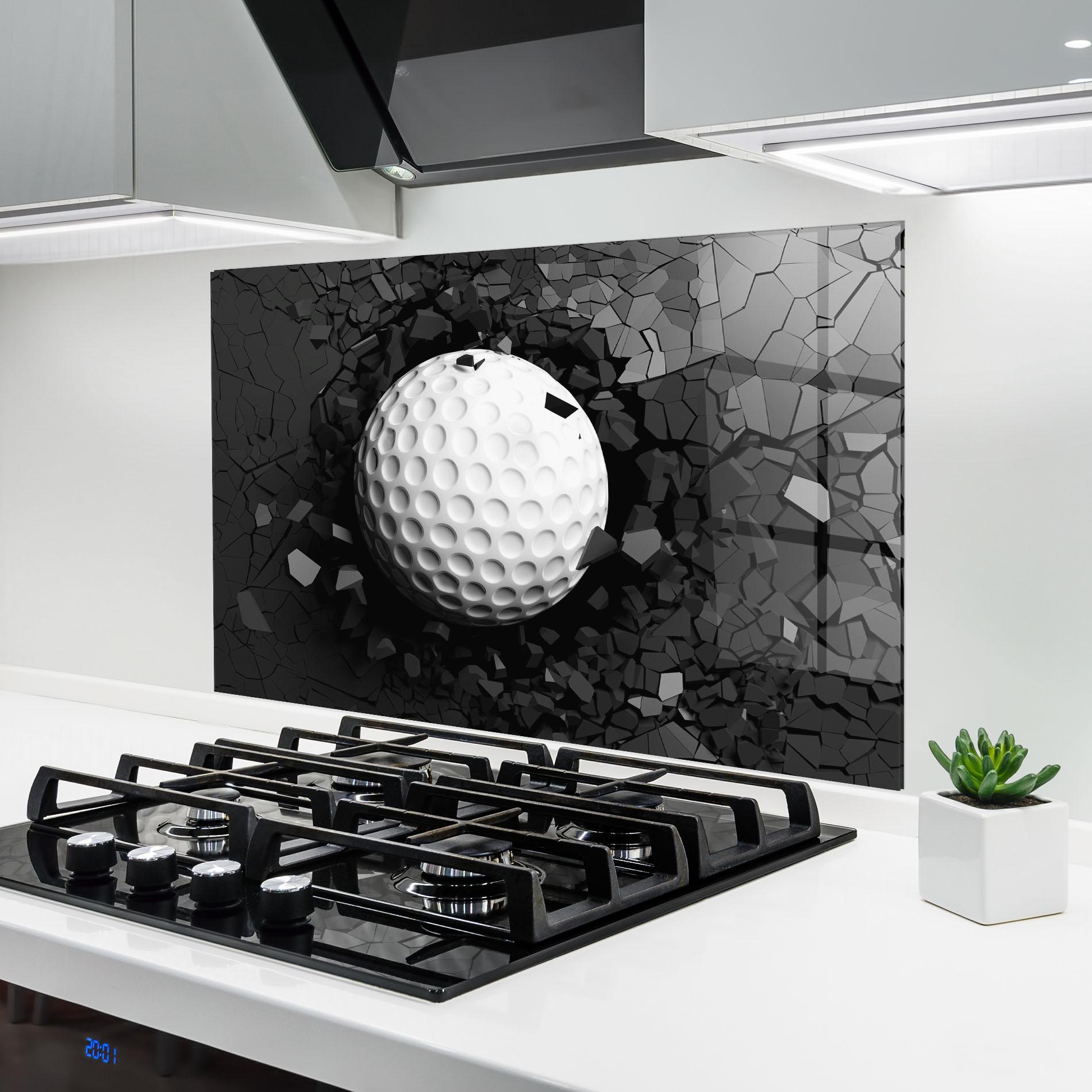 Стъклен панел за кухня Black Wall Golf Ball mockup 6