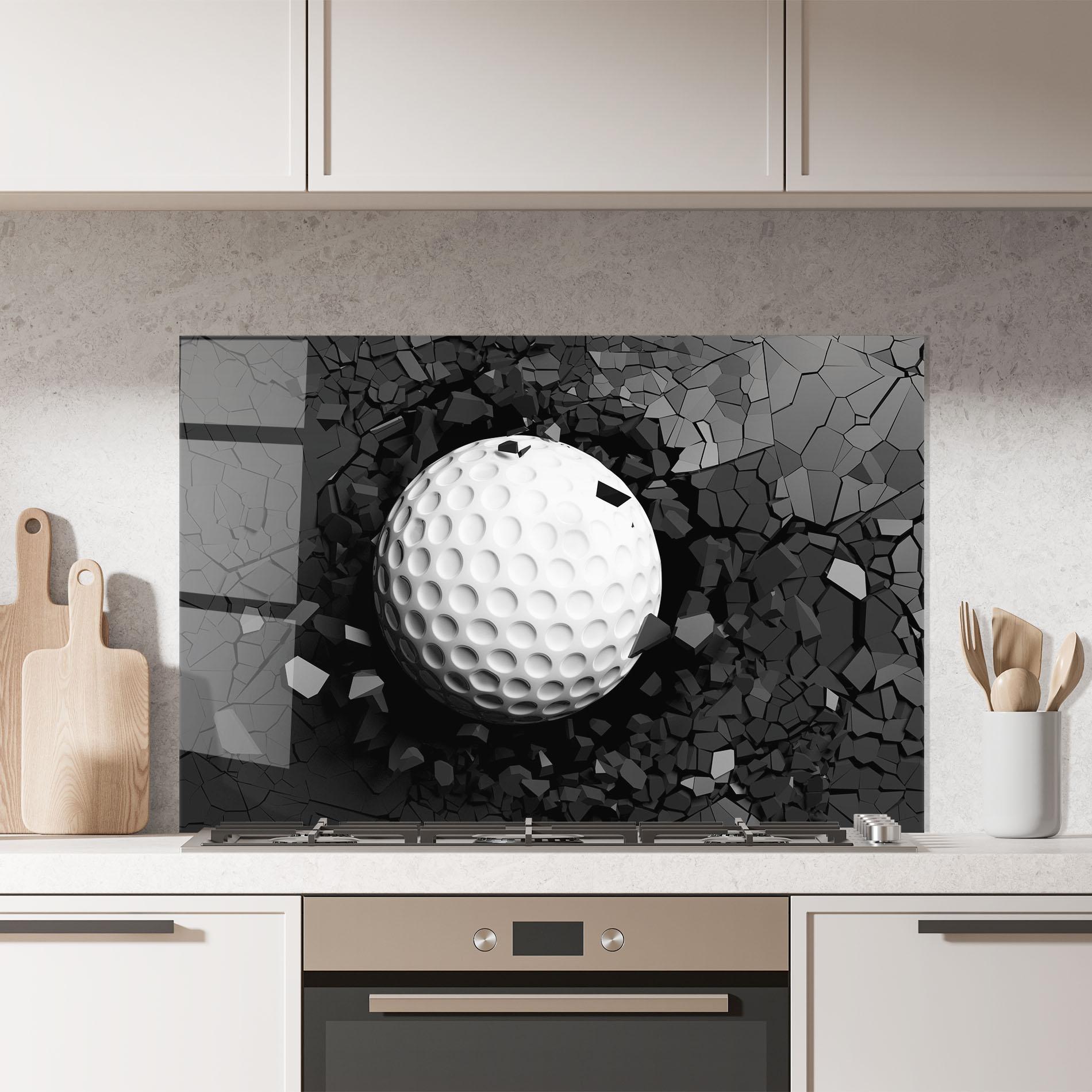 Стъклен панел за кухня Black Wall Golf Ball mockup 7