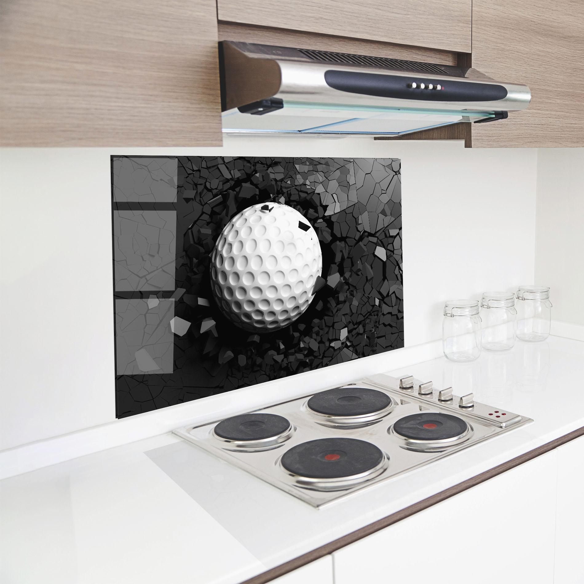 Стъклен панел за кухня Black Wall Golf Ball mockup 8