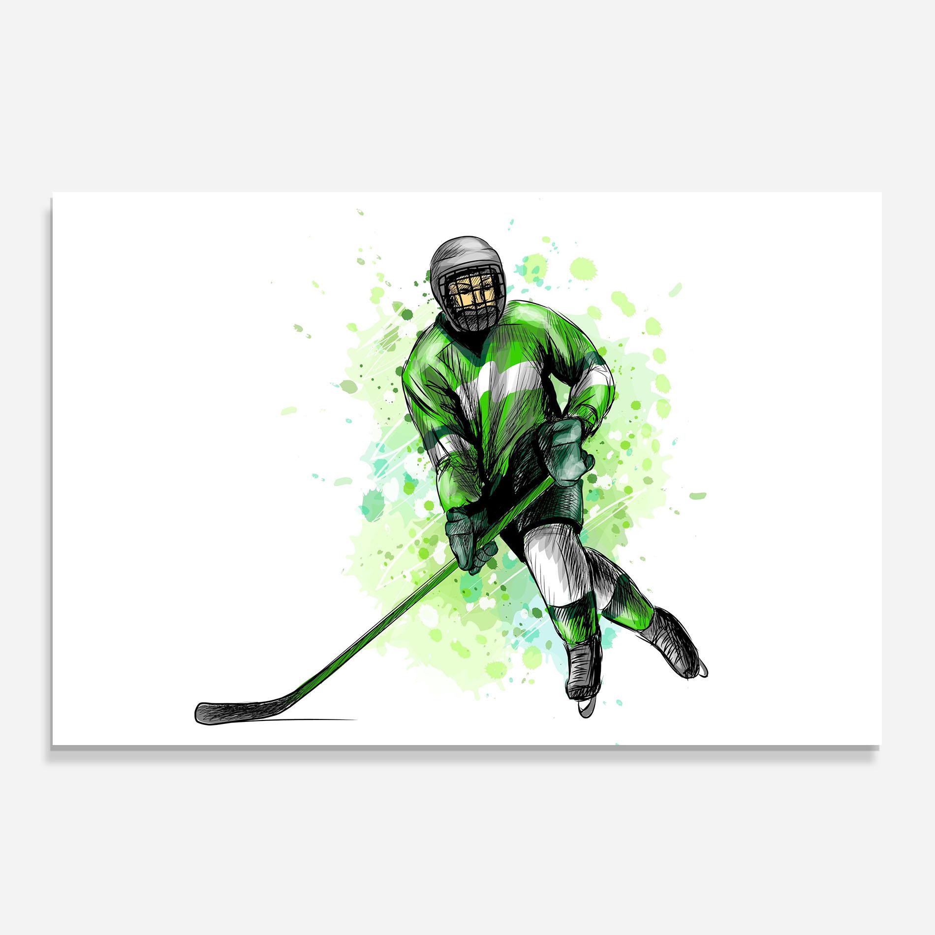 Стъклен панел за кухня Green Hockey mockup 0