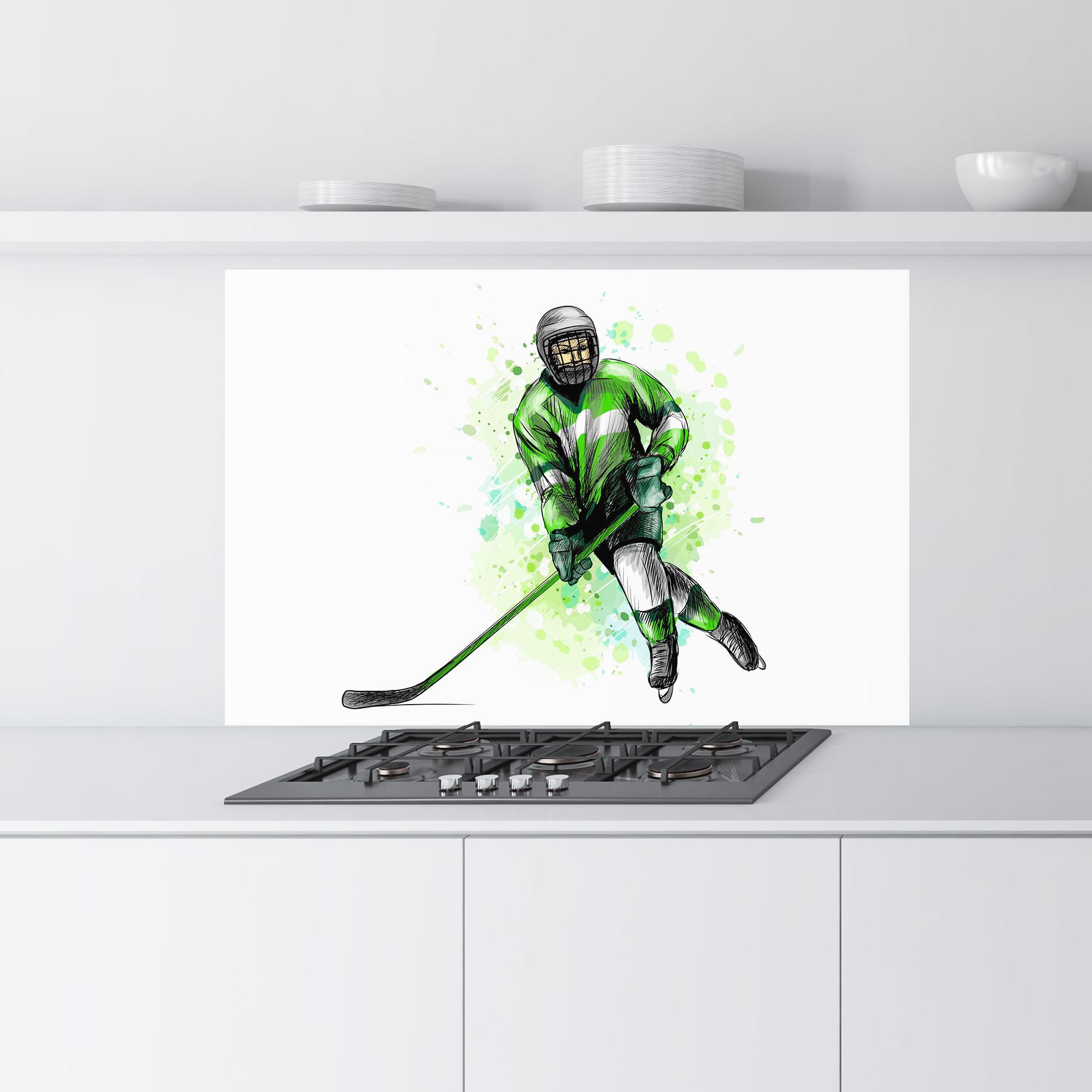 Стъклен панел за кухня Green Hockey mockup 9