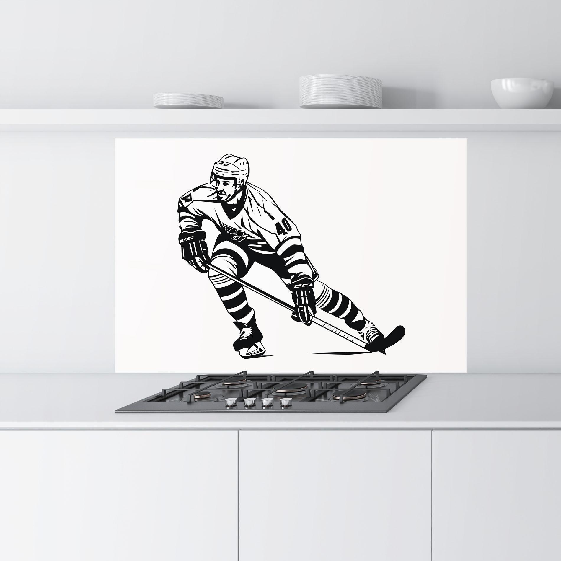 Стъклен панел за кухня Hockey Player mockup 9