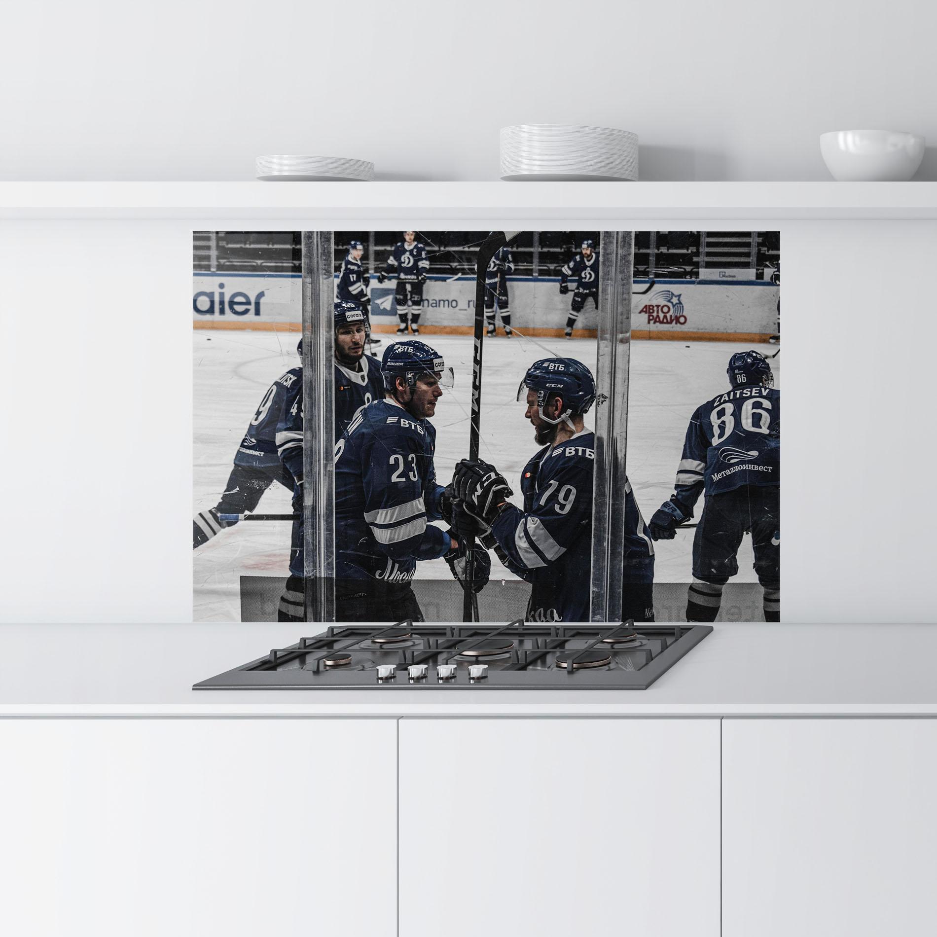 Стъклен панел за кухня Hockey Players mockup 9