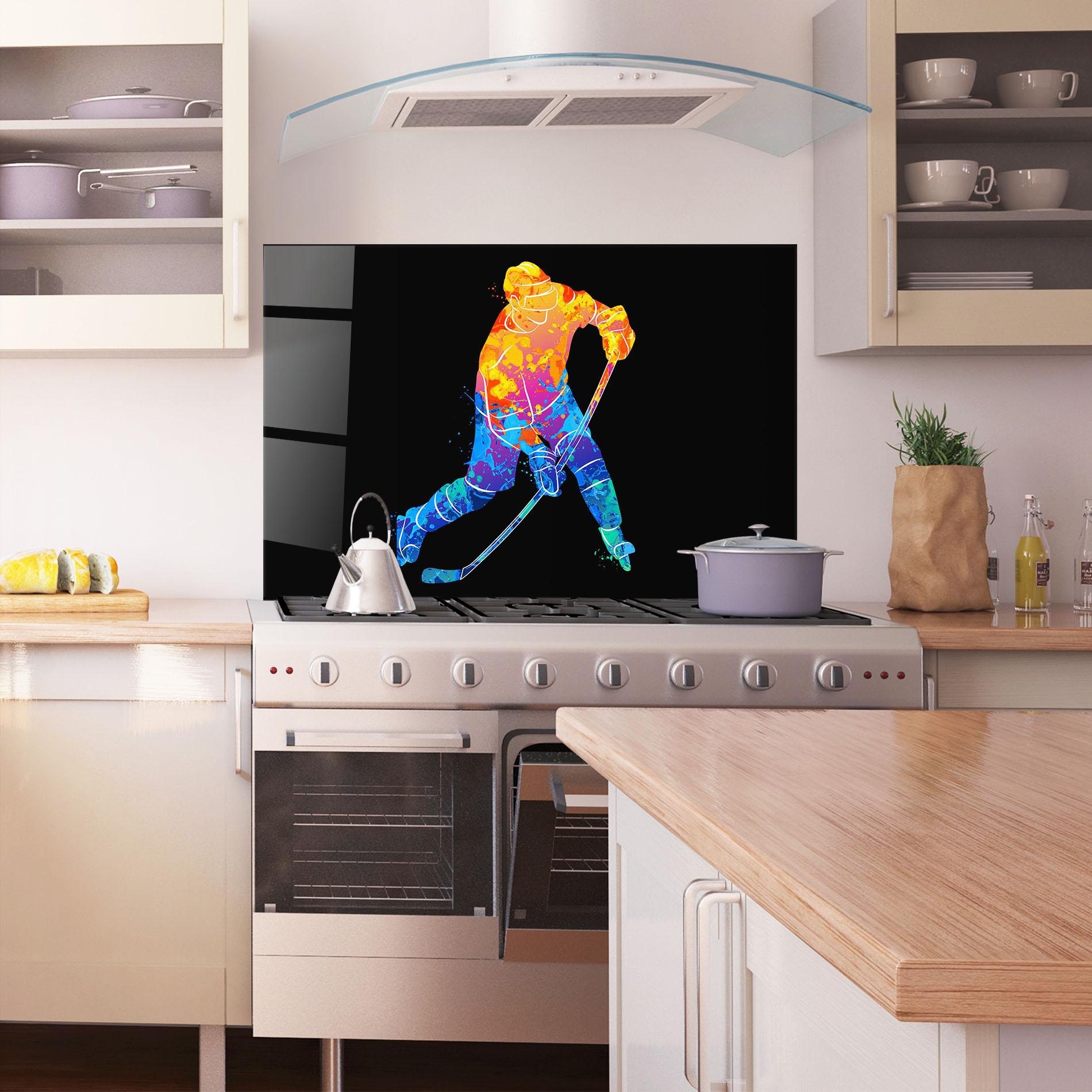 Стъклен панел за кухня Color Mix Hockey mockup 1