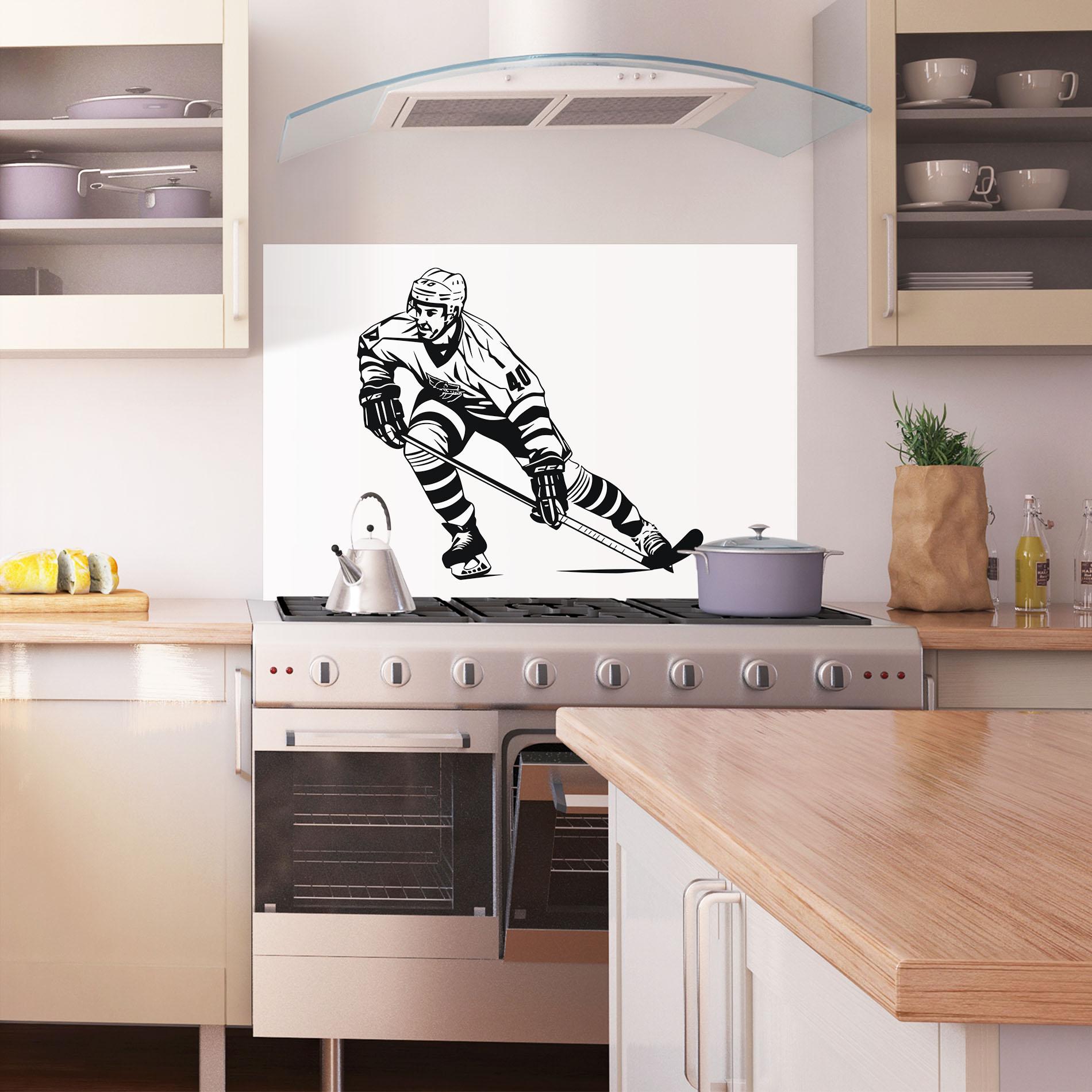 Стъклен панел за кухня Hockey Player mockup 1