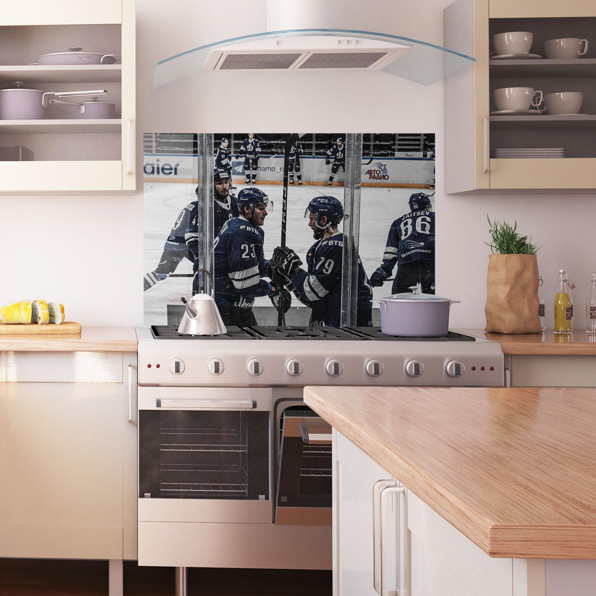 Стъклен панел за кухня Hockey Players mockup 1