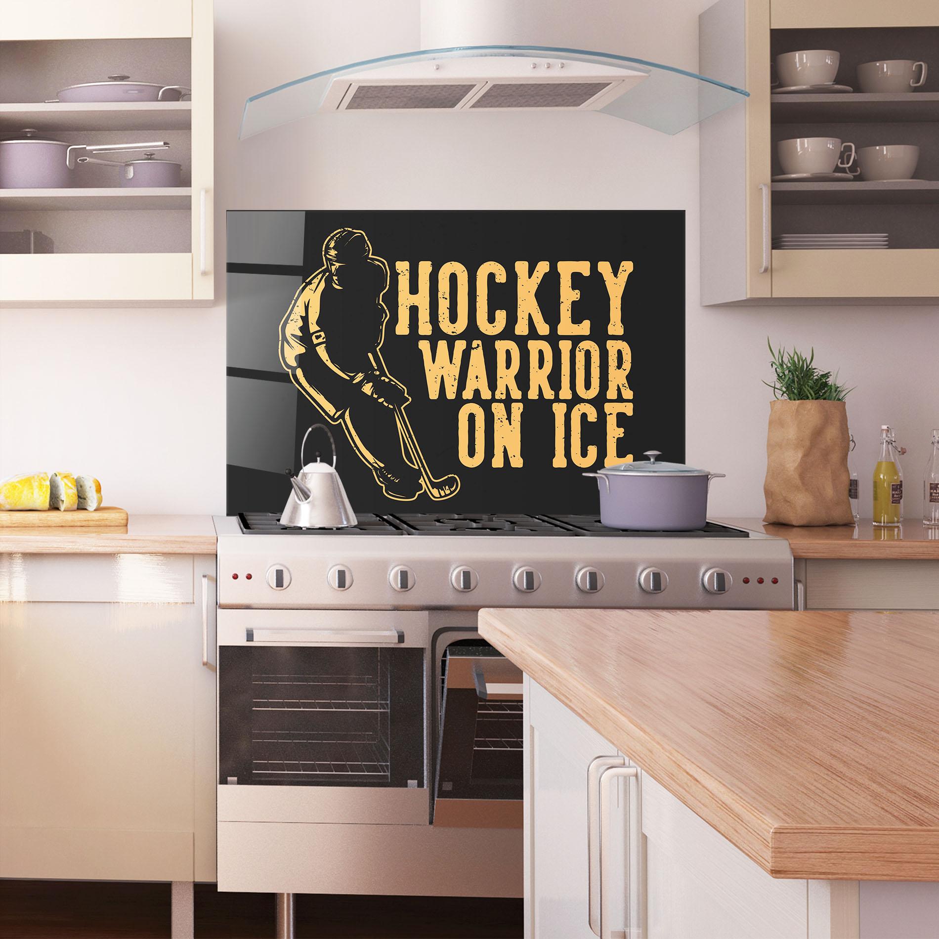 Стъклен панел за кухня Hockey Worrior mockup 1