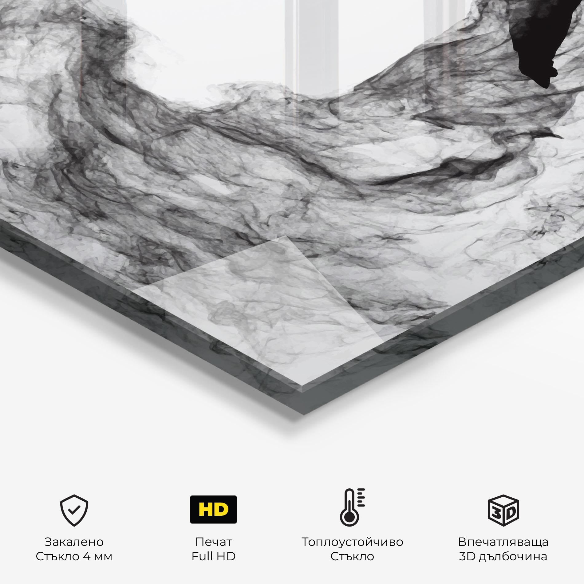 Стъклен панел за кухня Black Smoke Hockey mockup 2