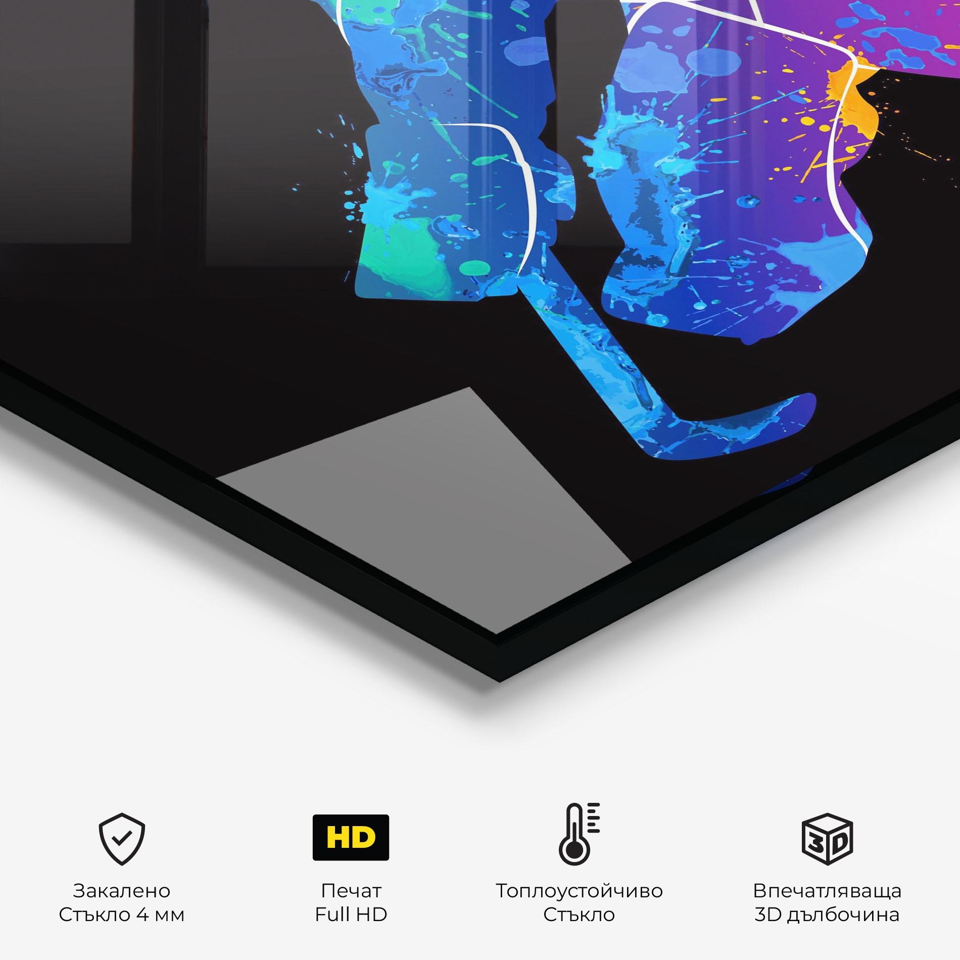 Стъклен панел за кухня Blue Purple Hockey mockup 2