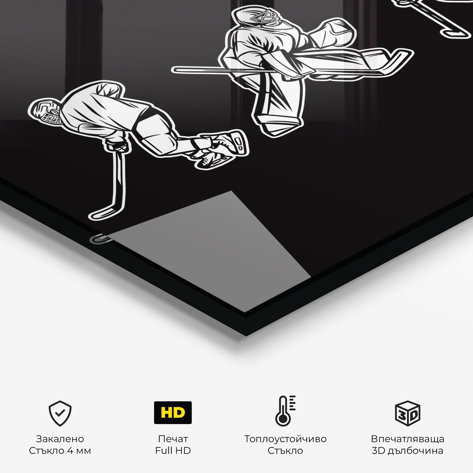 Стъклен панел за кухня Hockey Four mockup 2