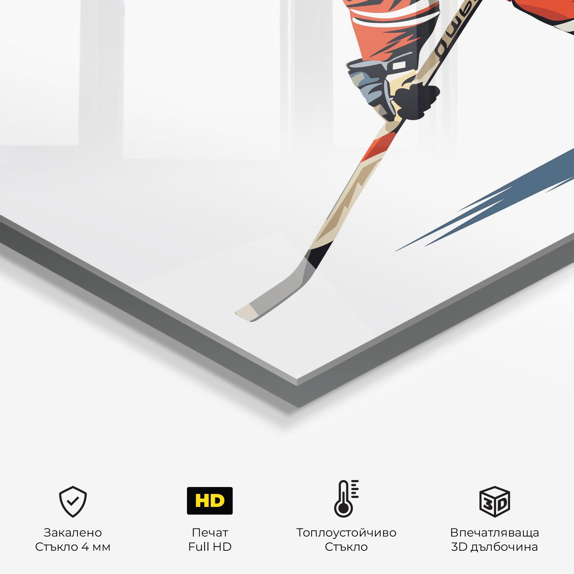 Стъклен панел за кухня Hockey Orange Player mockup 2