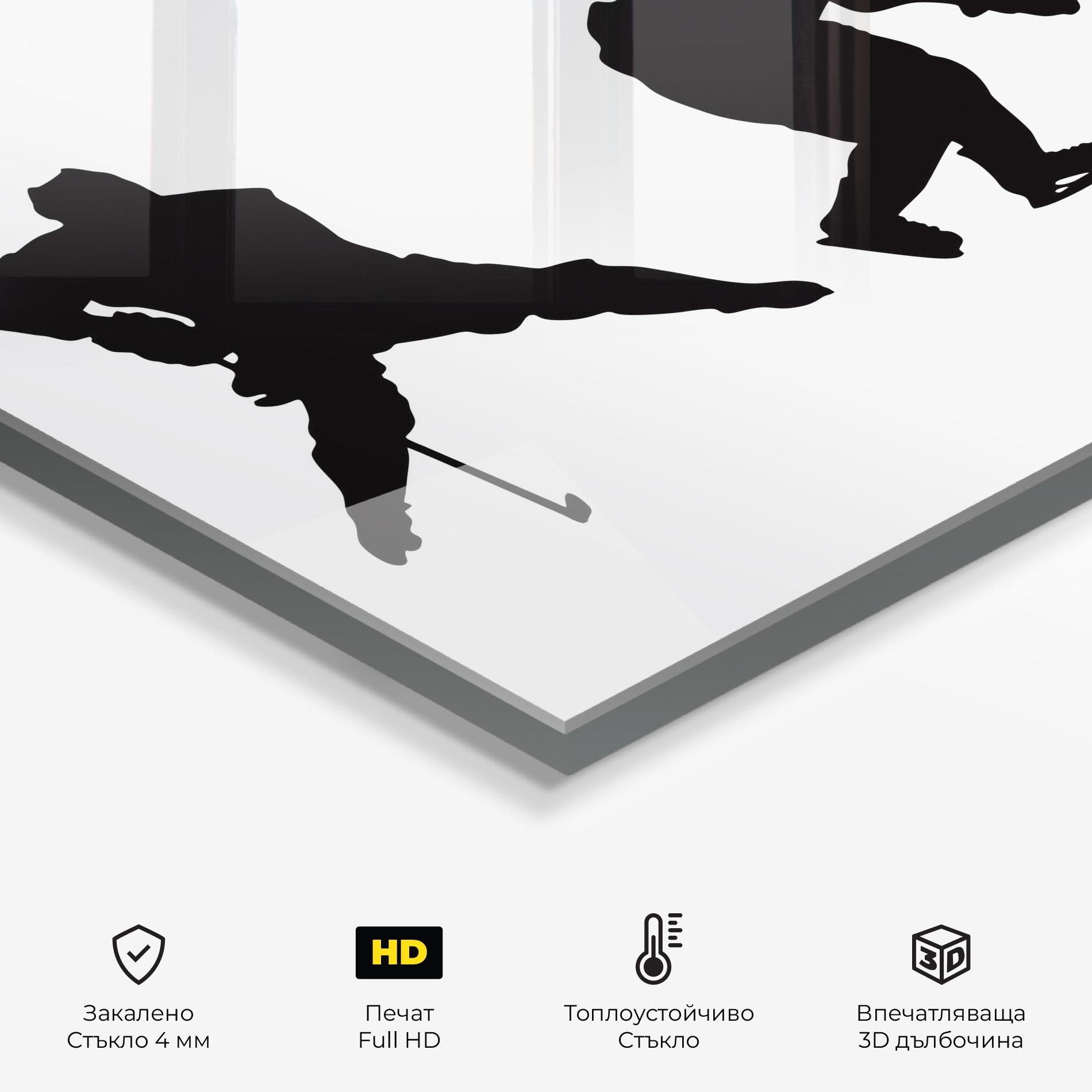 Стъклен панел за кухня Hockey Pose mockup 2