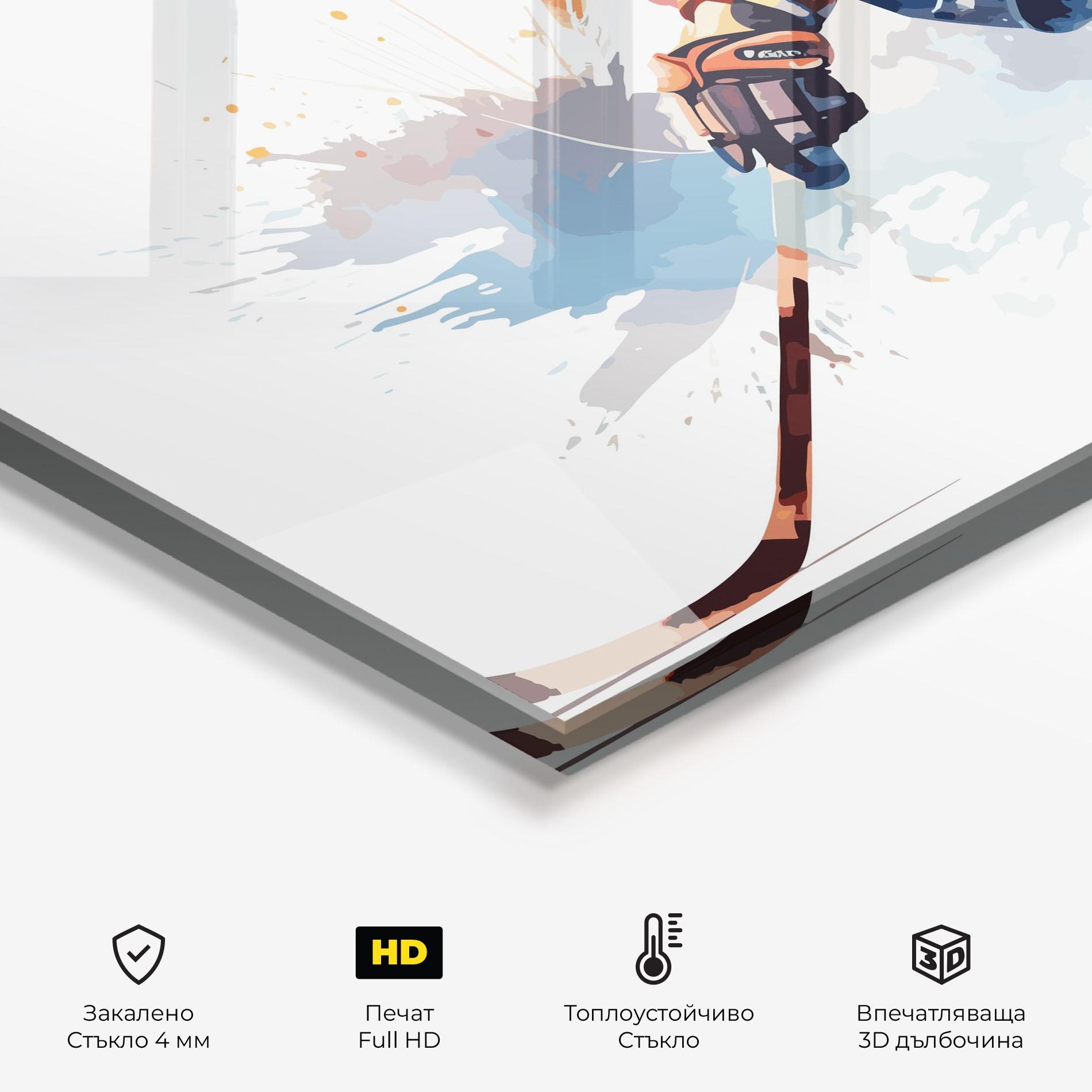 Стъклен панел за кухня Orange Hockey mockup 2