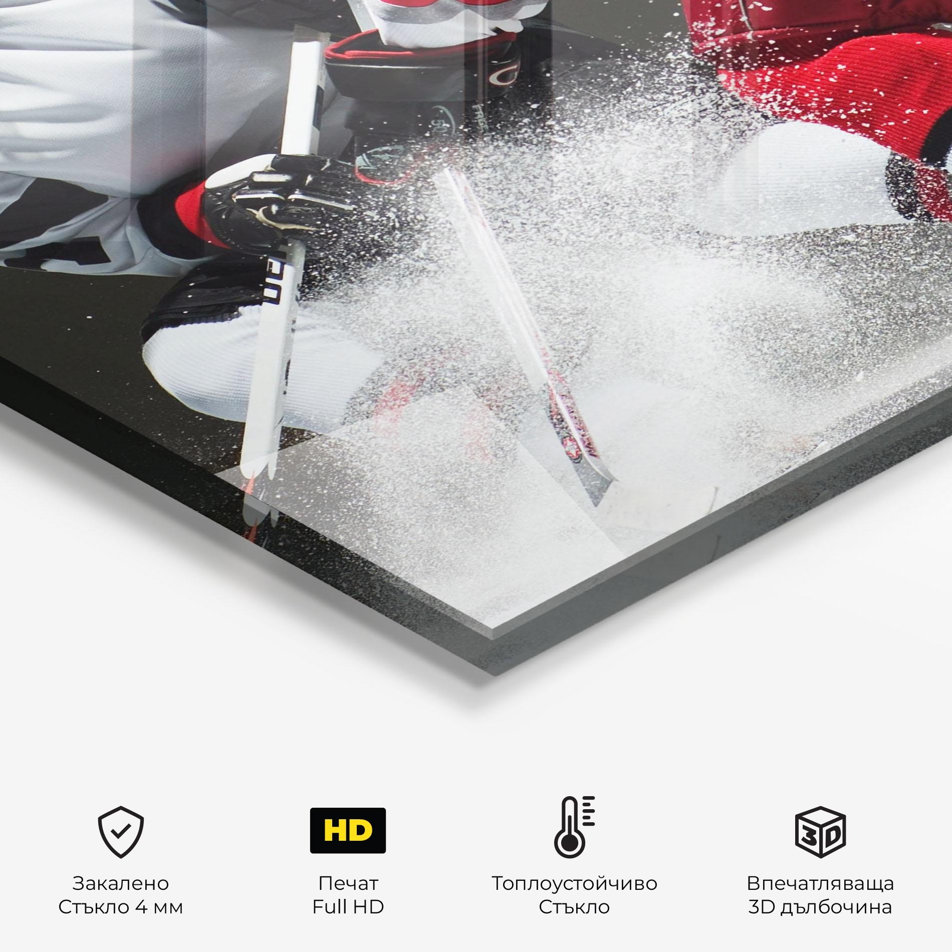 Стъклен панел за кухня Red Hokey Player mockup 2