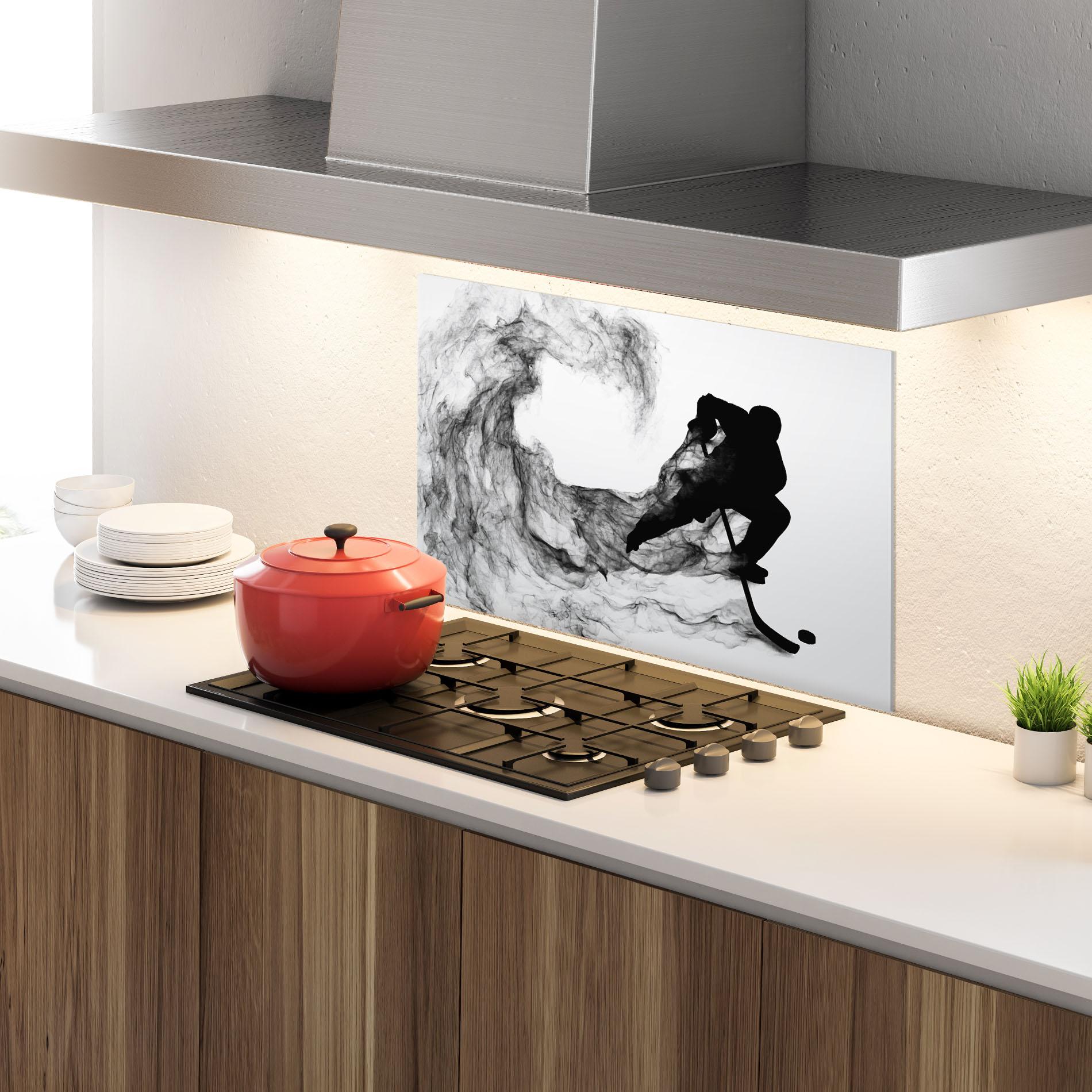 Стъклен панел за кухня Black Smoke Hockey mockup 4