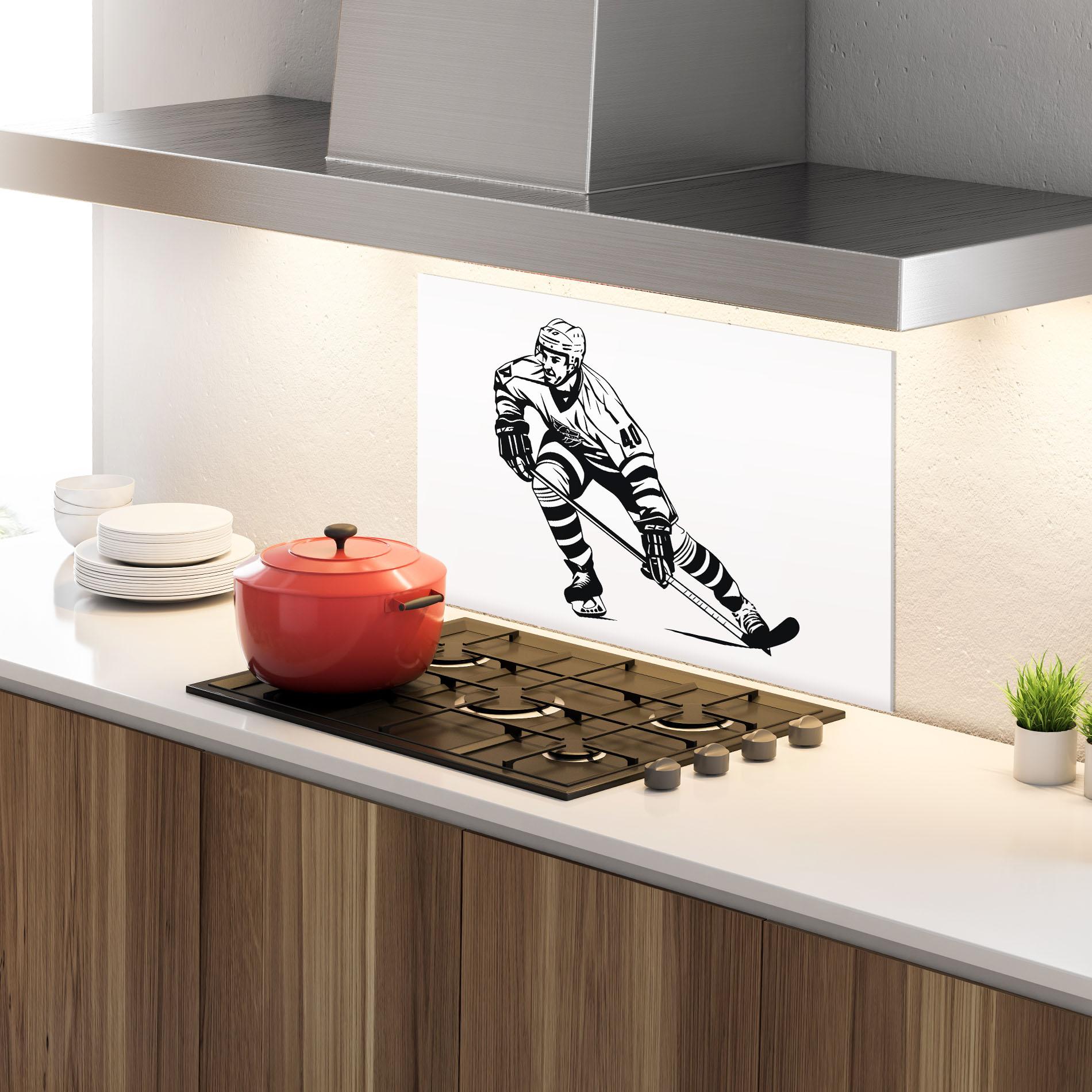 Стъклен панел за кухня Hockey Player mockup 4