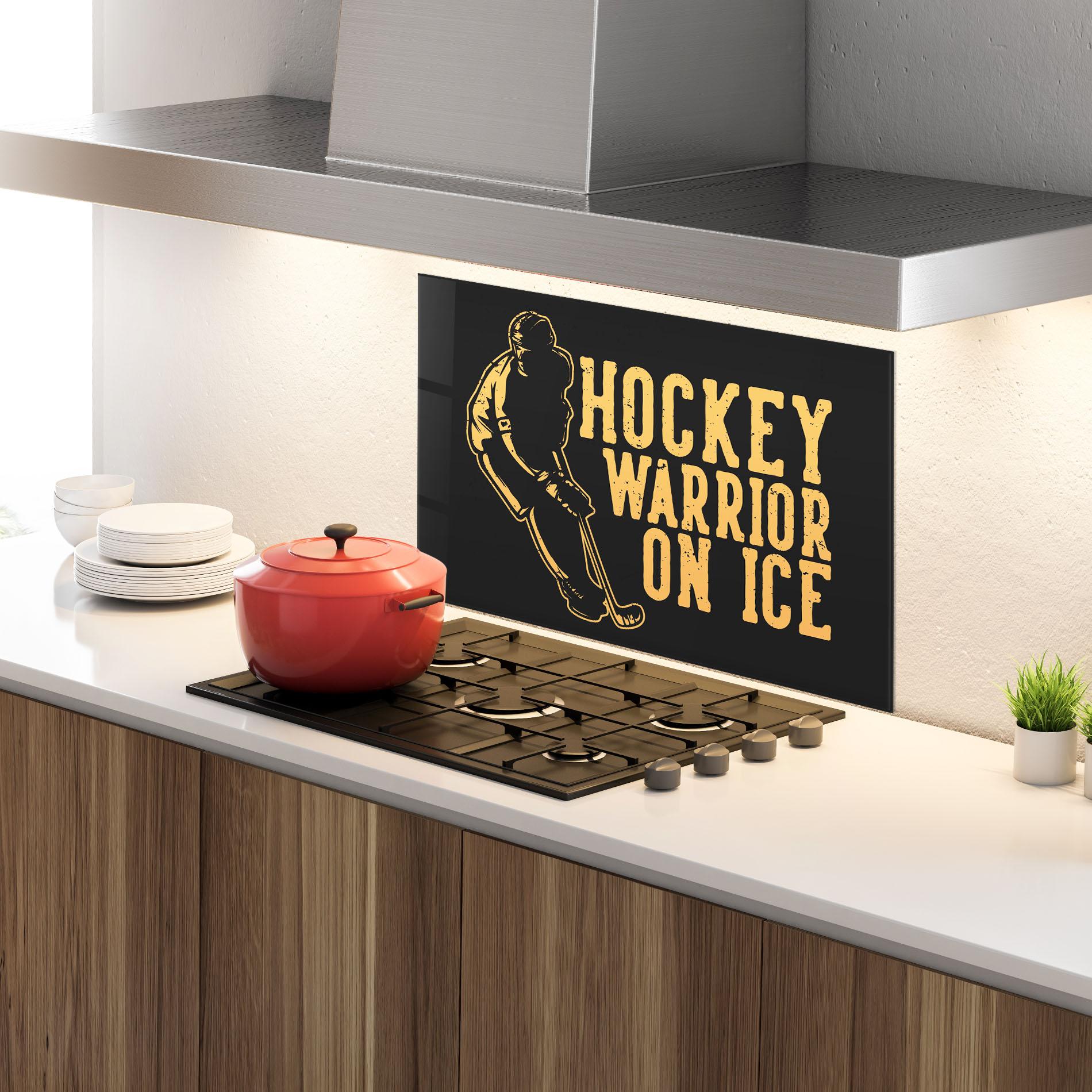 Стъклен панел за кухня Hockey Worrior mockup 4