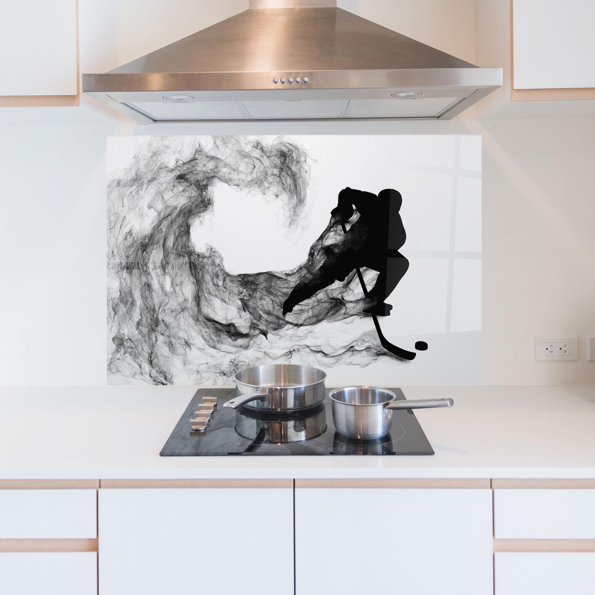 Стъклен панел за кухня Black Smoke Hockey mockup 5