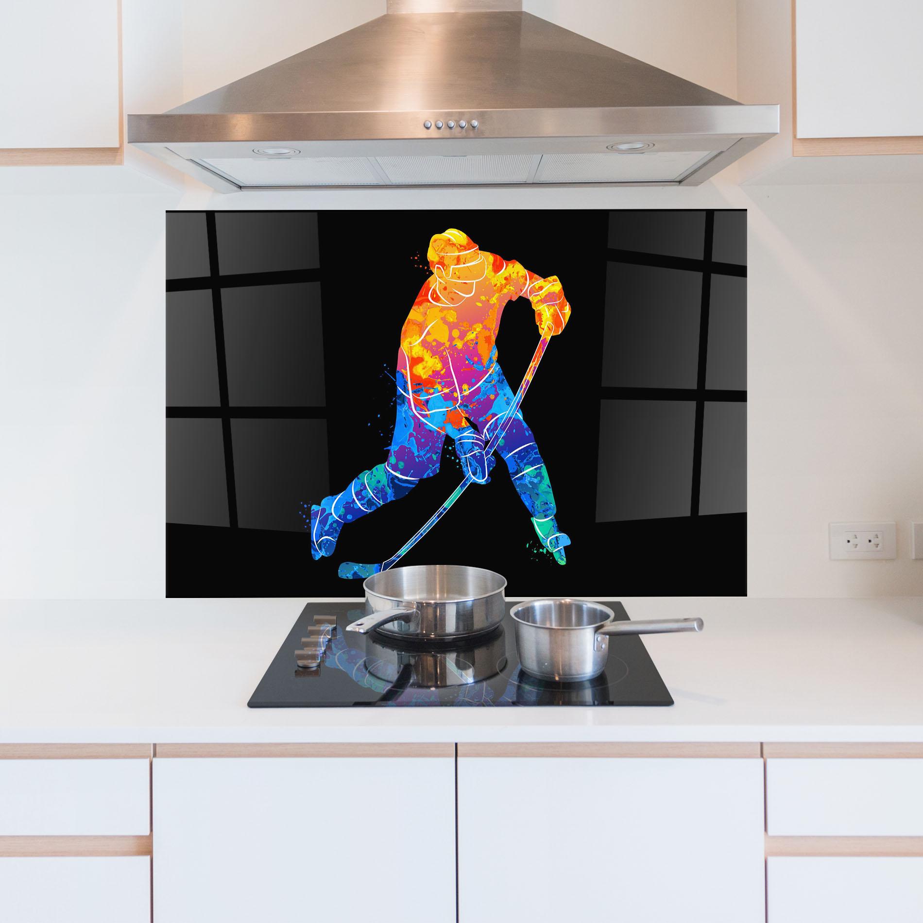 Стъклен панел за кухня Color Mix Hockey mockup 5