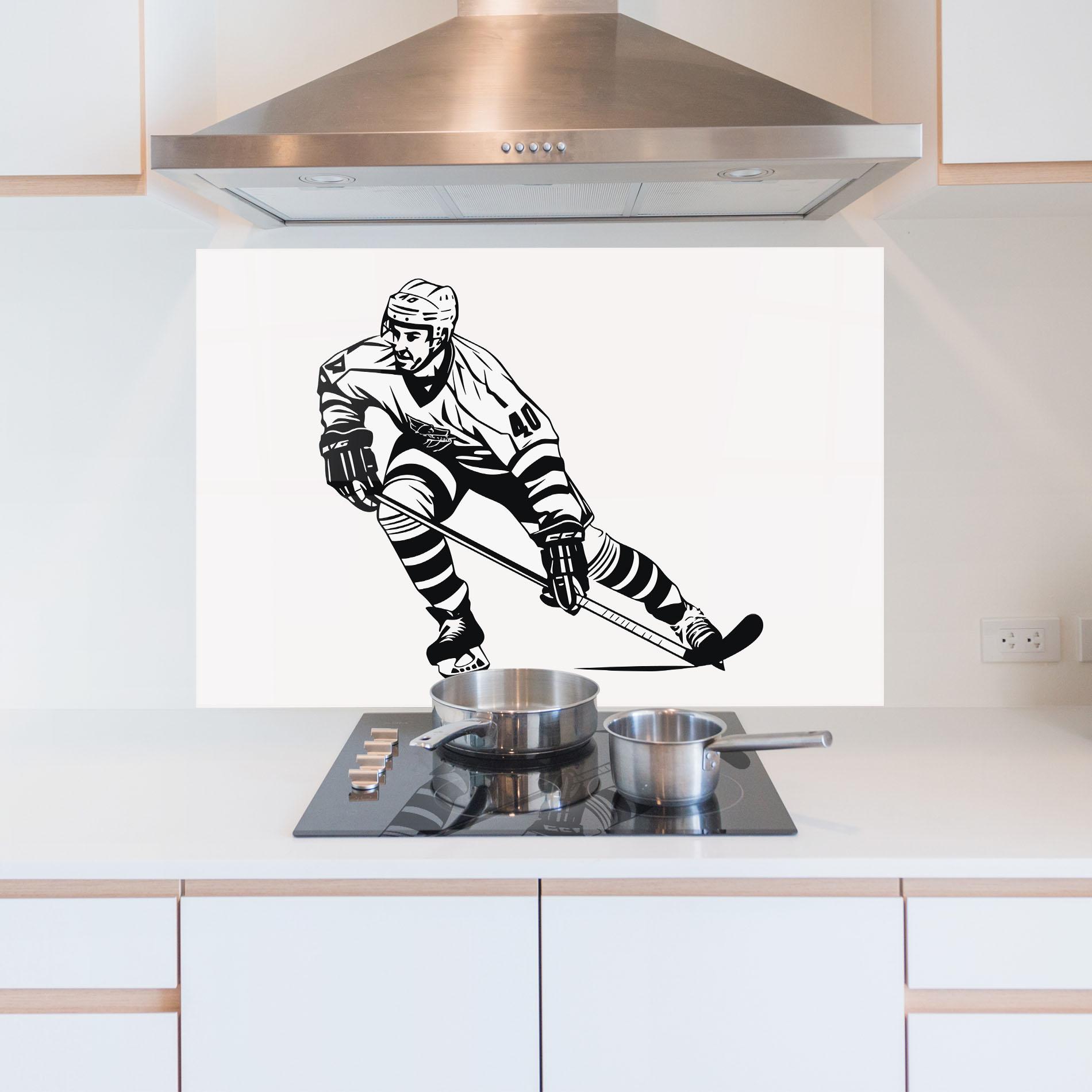 Стъклен панел за кухня Hockey Player mockup 5