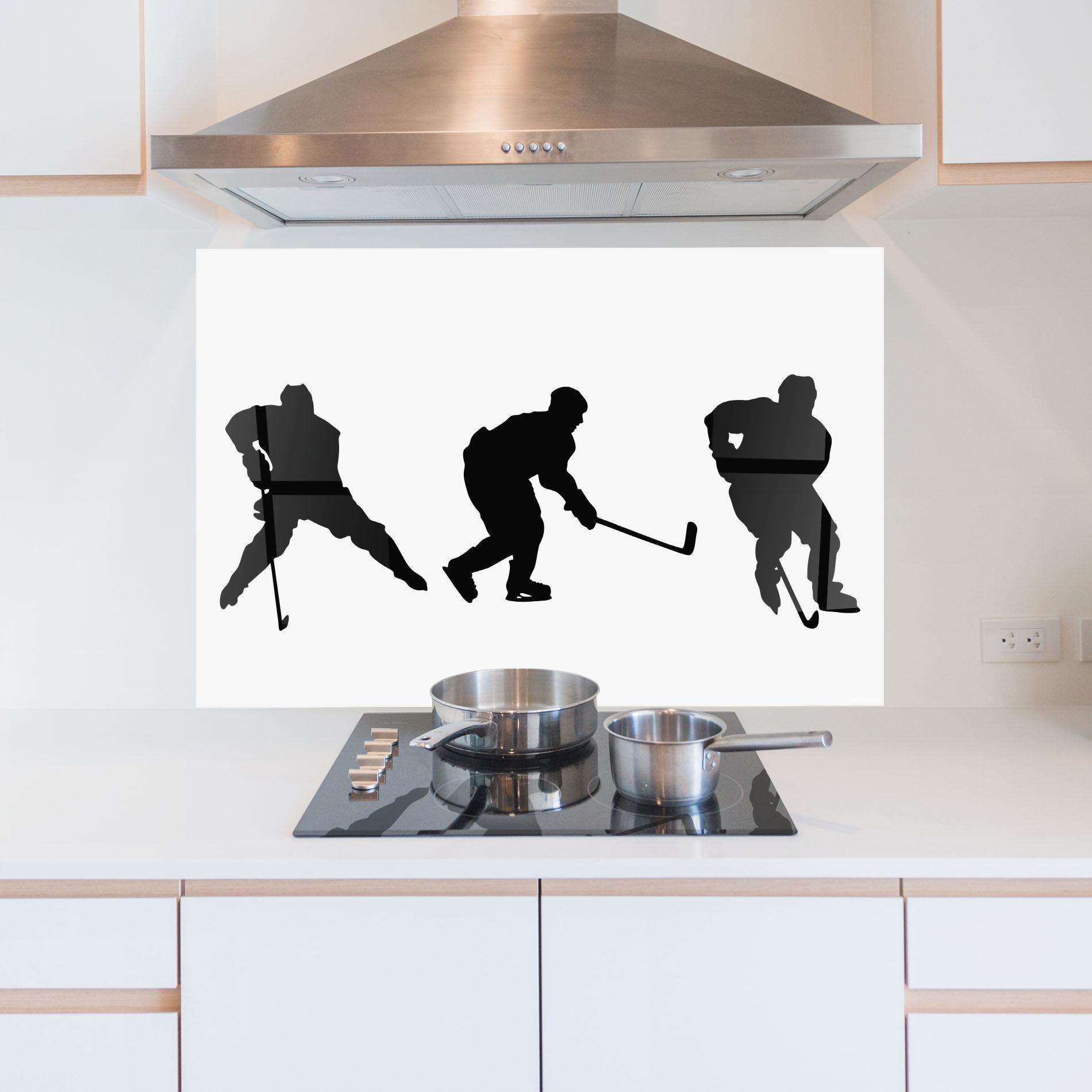 Стъклен панел за кухня Hockey Pose mockup 5