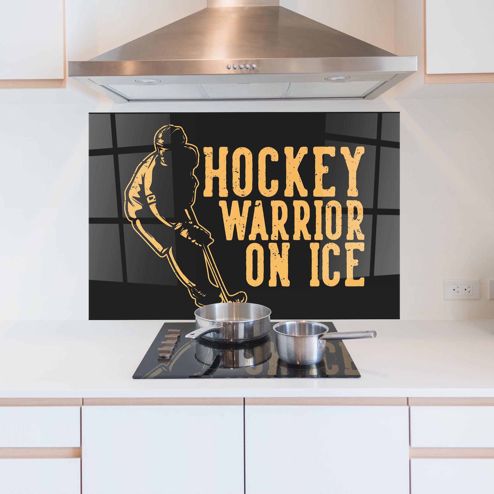 Стъклен панел за кухня Hockey Worrior mockup 5