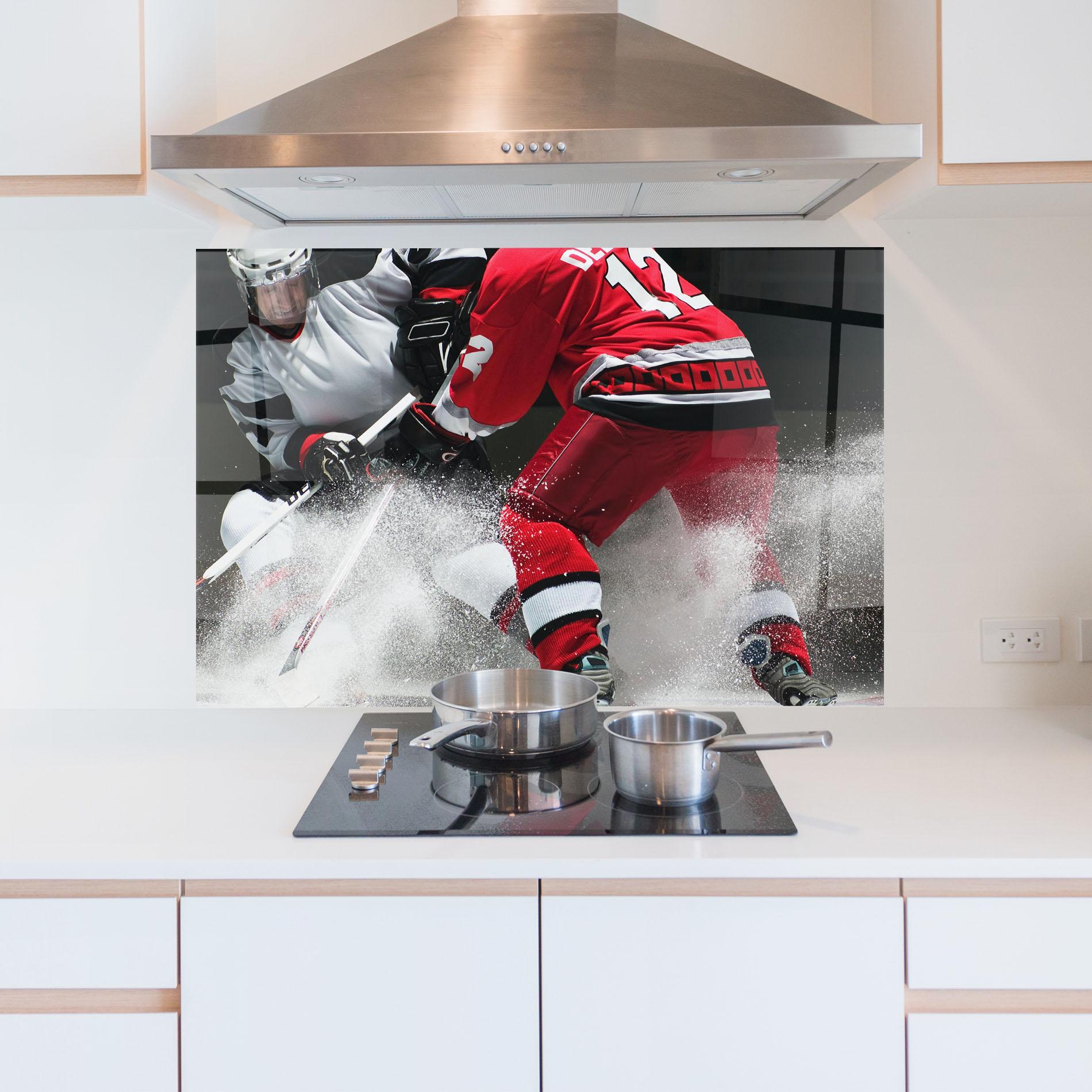 Стъклен панел за кухня Red Hokey Player mockup 5