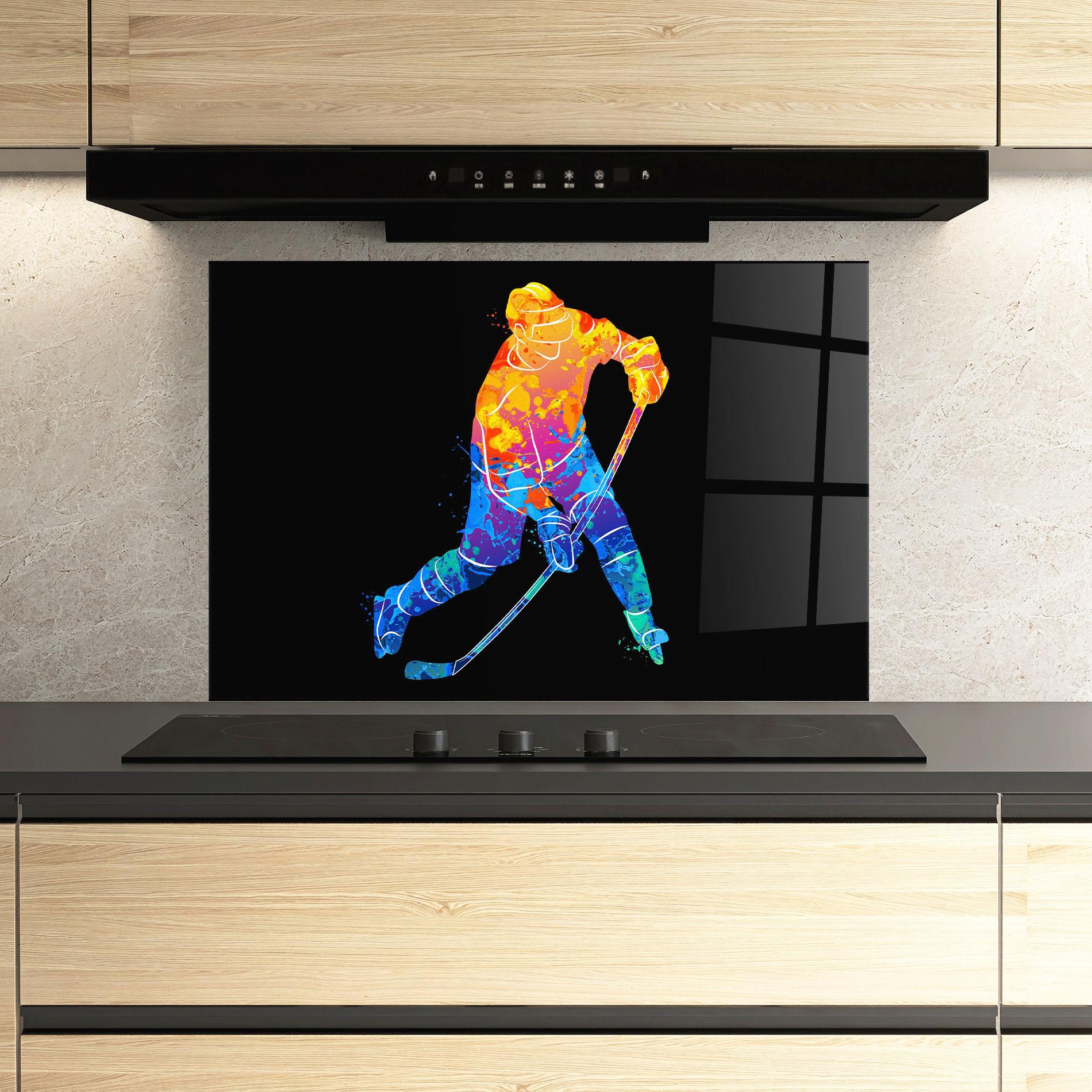 Стъклен панел за кухня Color Mix Hockey mockup 3