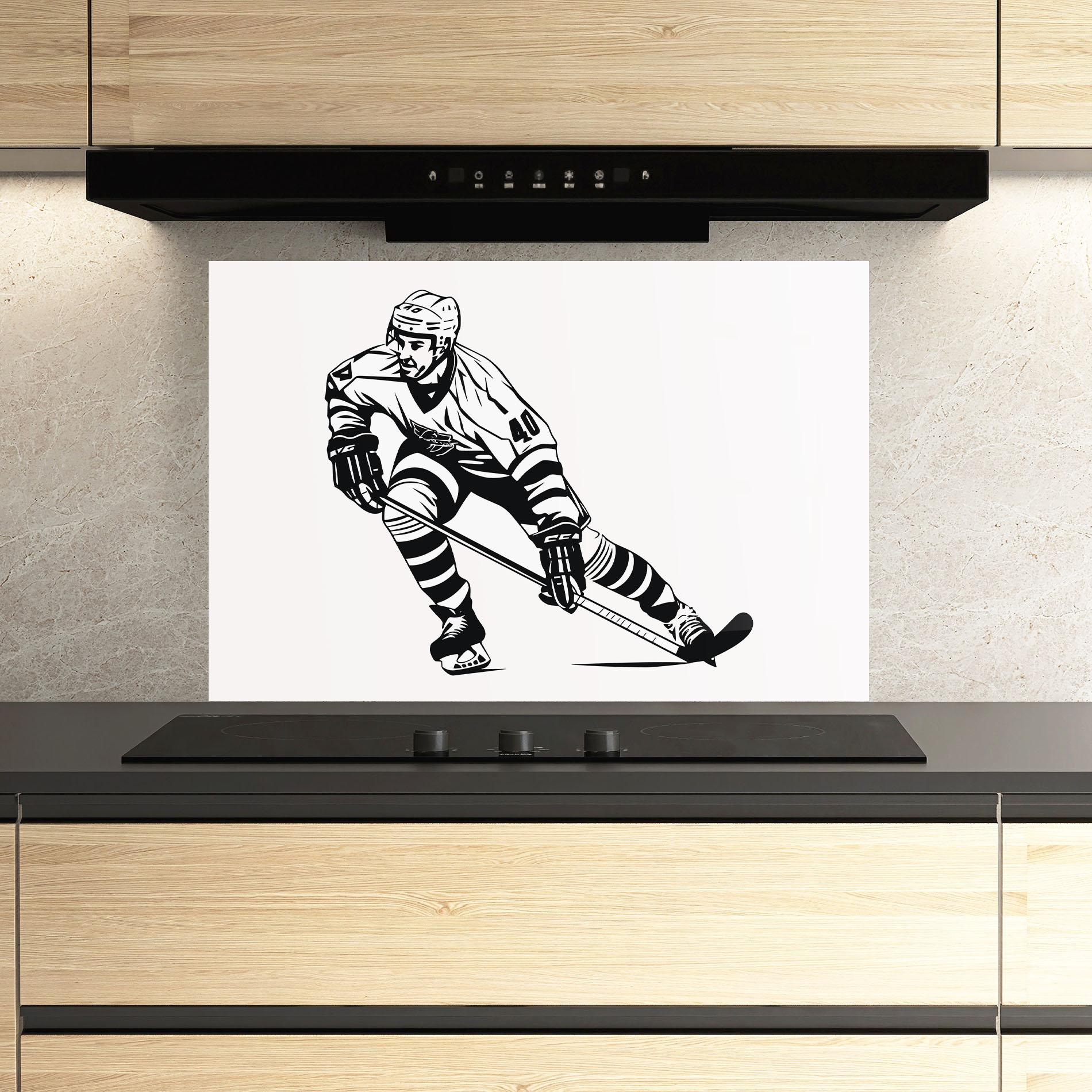 Стъклен панел за кухня Hockey Player mockup 3