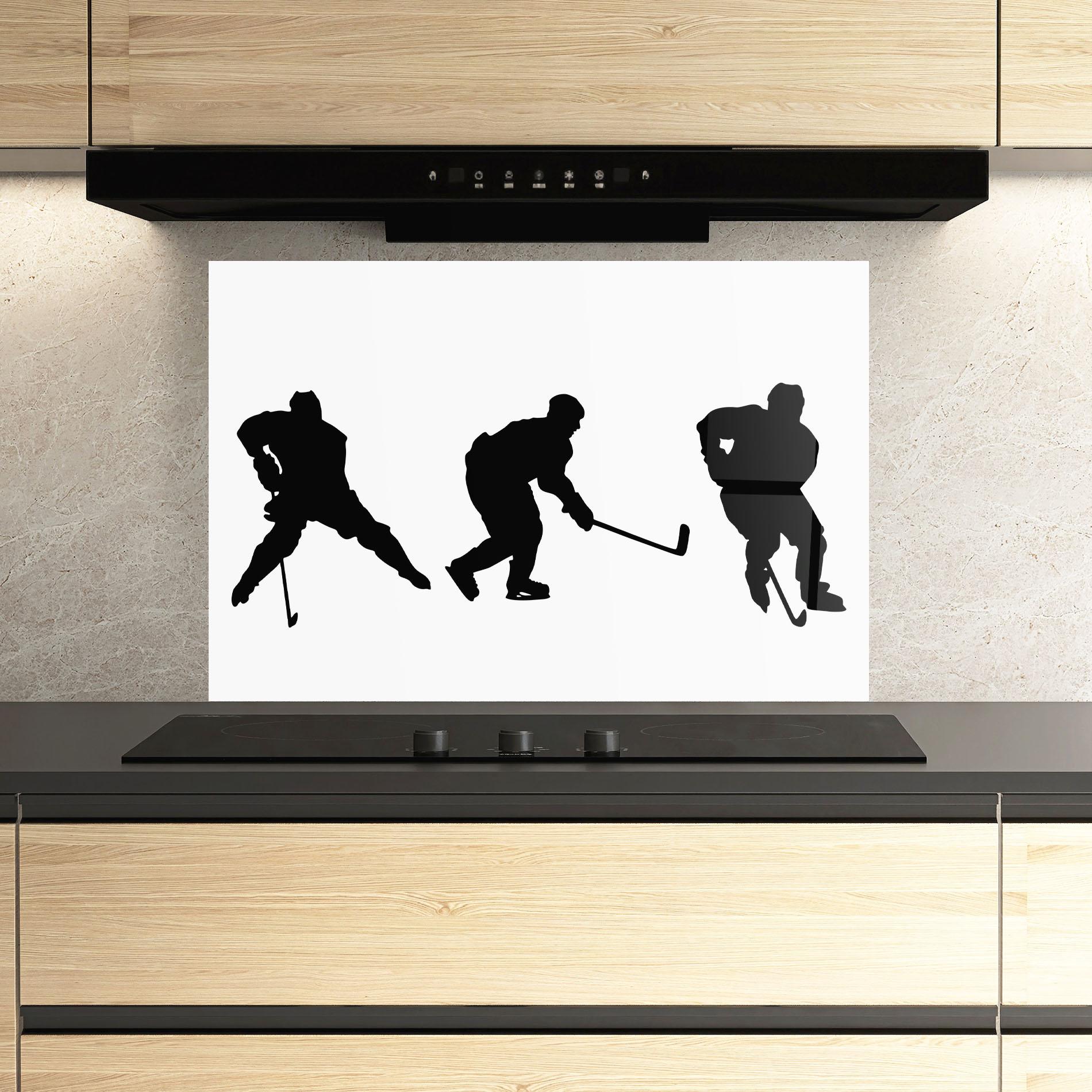 Стъклен панел за кухня Hockey Pose mockup 3