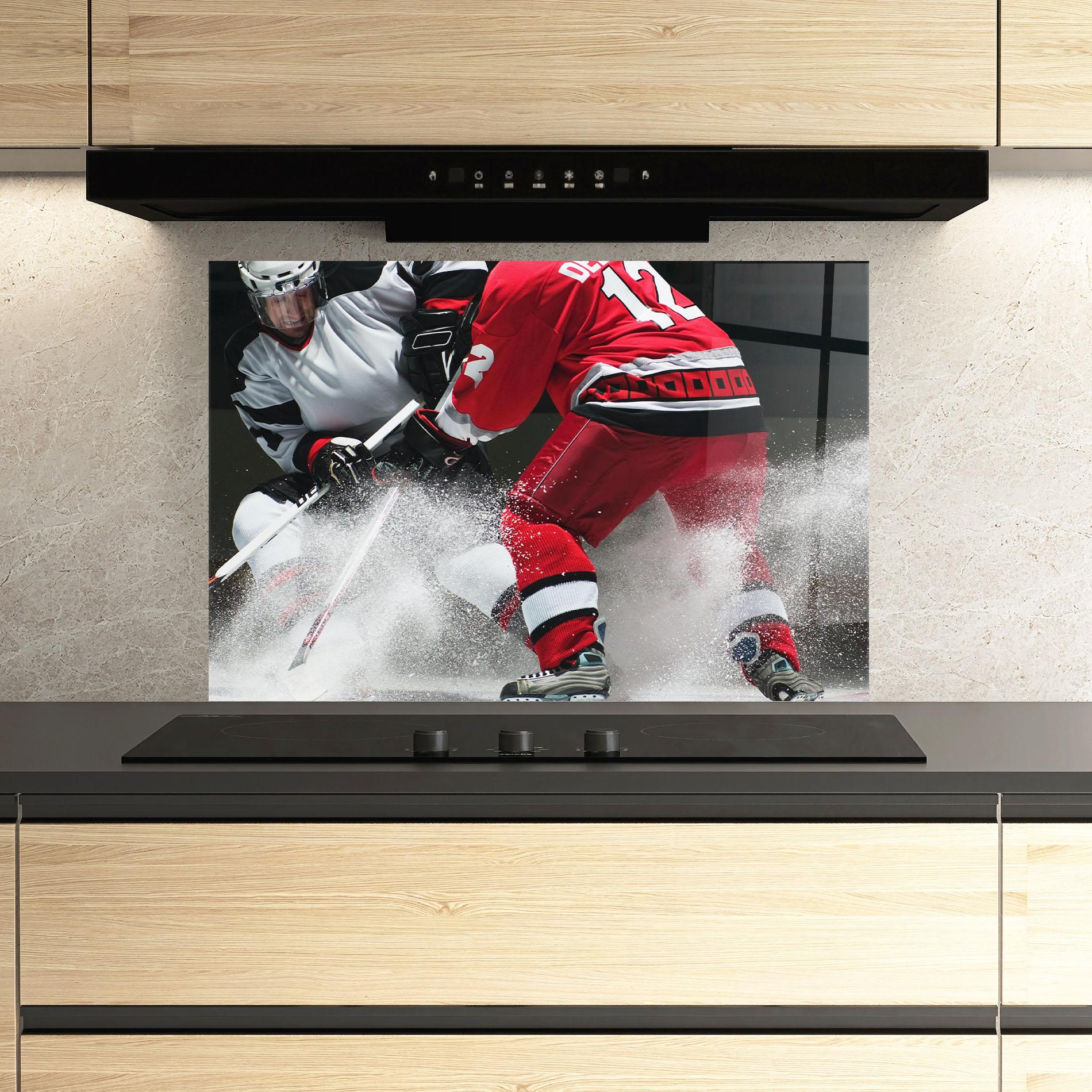 Стъклен панел за кухня Red Hokey Player mockup 3