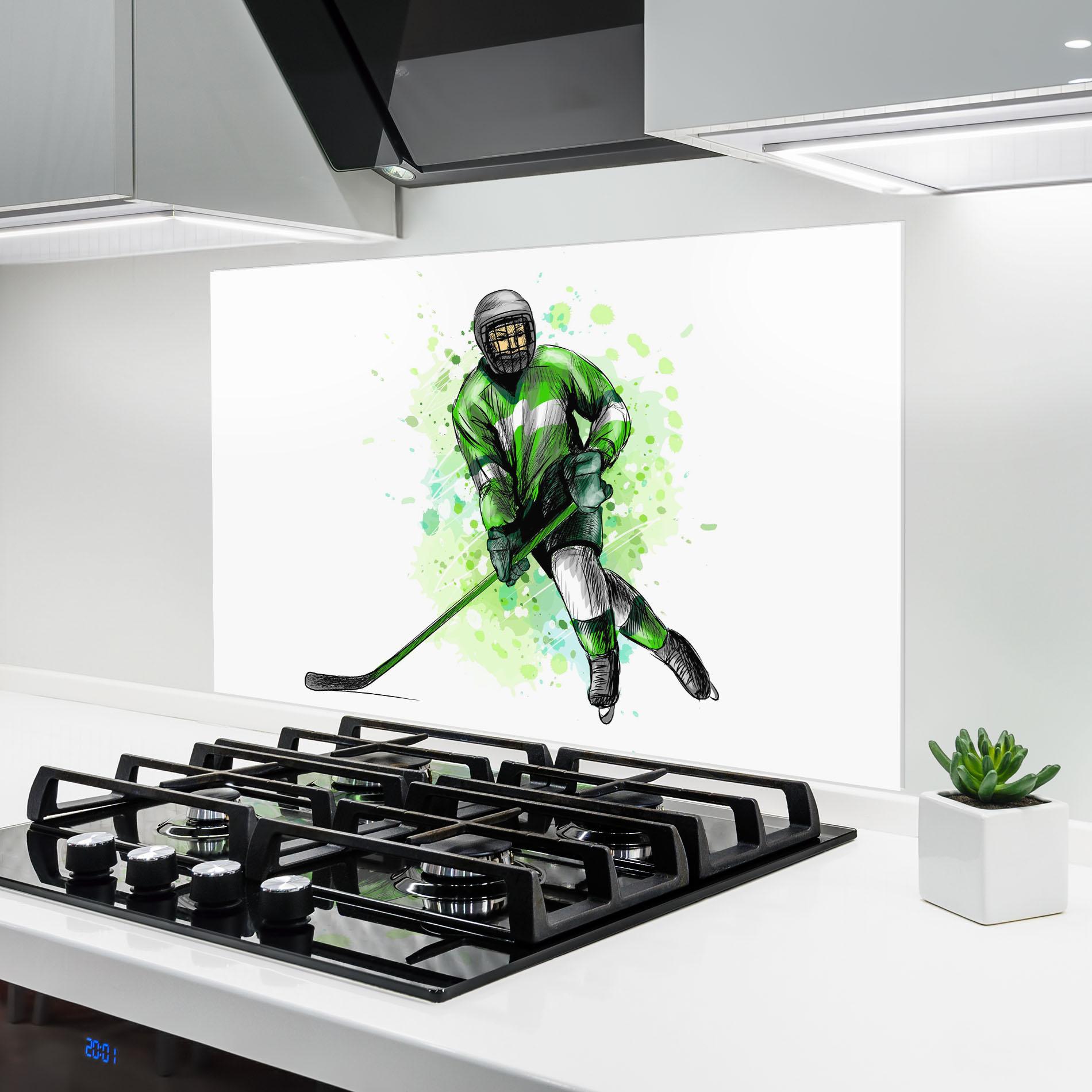 Стъклен панел за кухня Green Hockey mockup 6