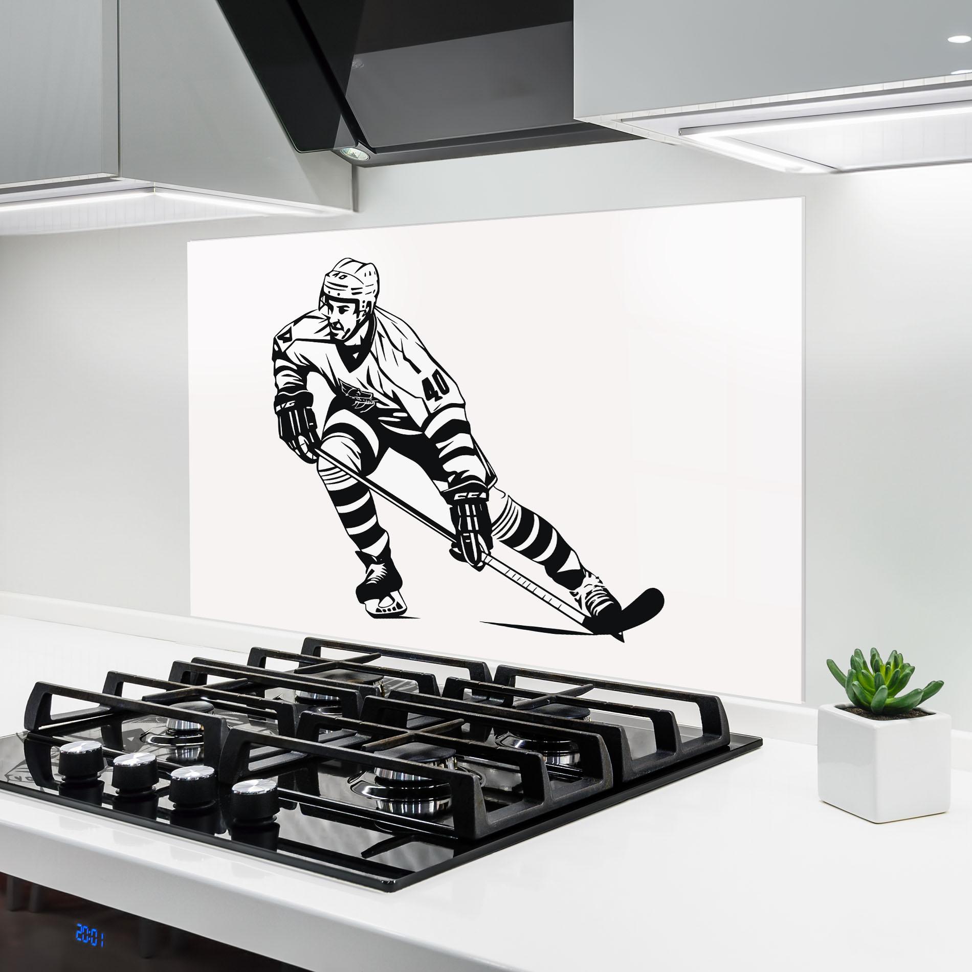 Стъклен панел за кухня Hockey Player mockup 6