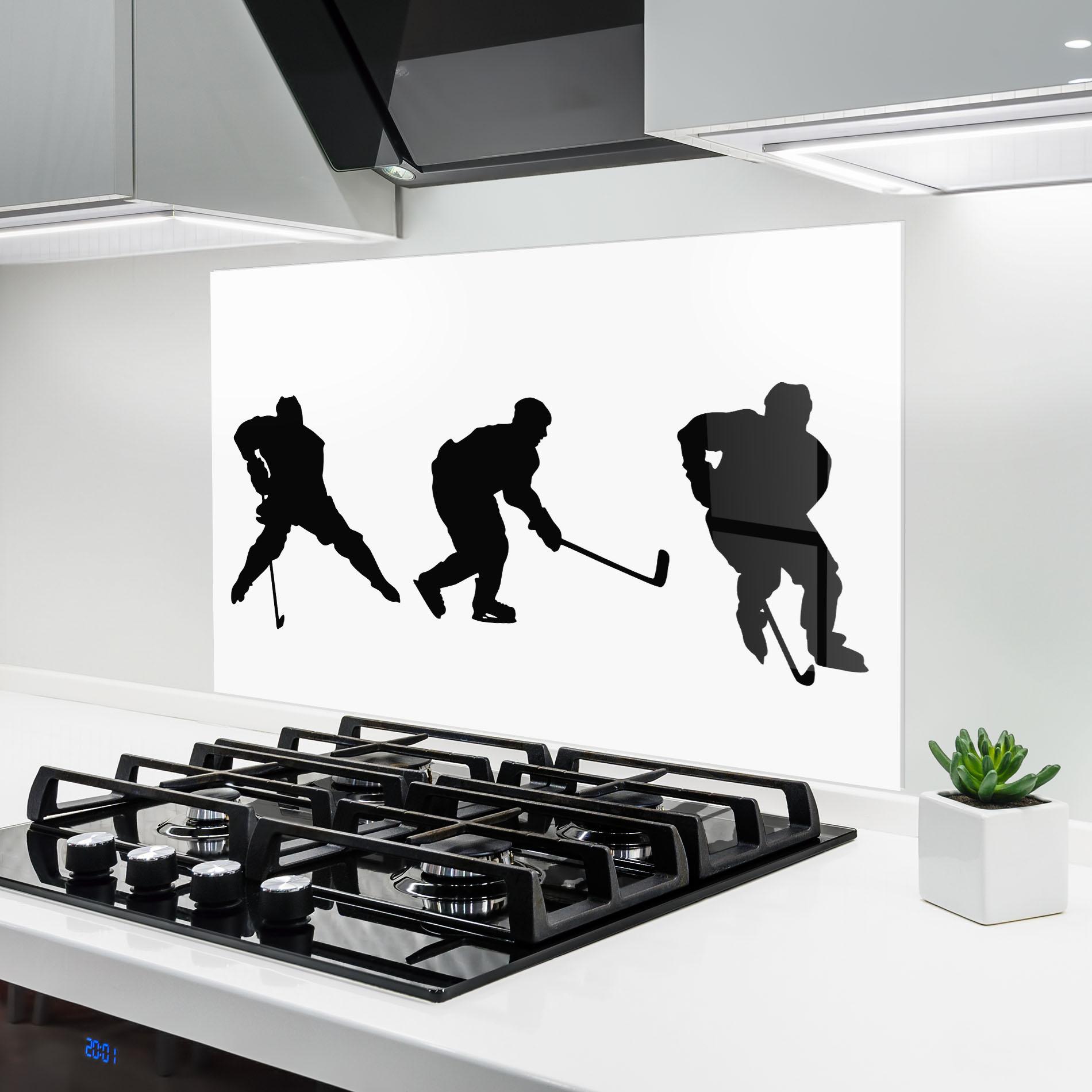 Стъклен панел за кухня Hockey Pose mockup 6