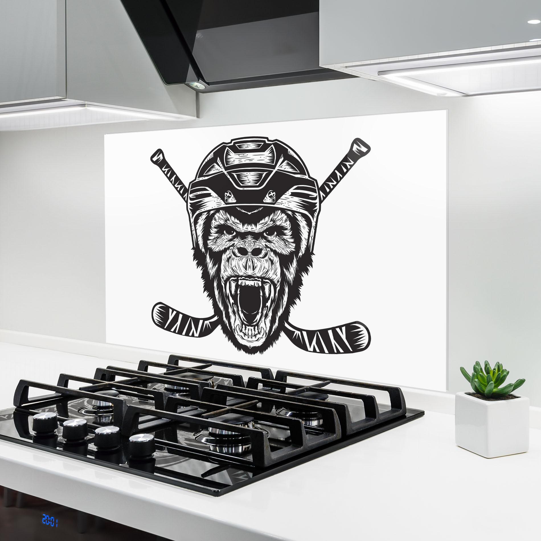 Стъклен панел за кухня Monkey Hockey mockup 6