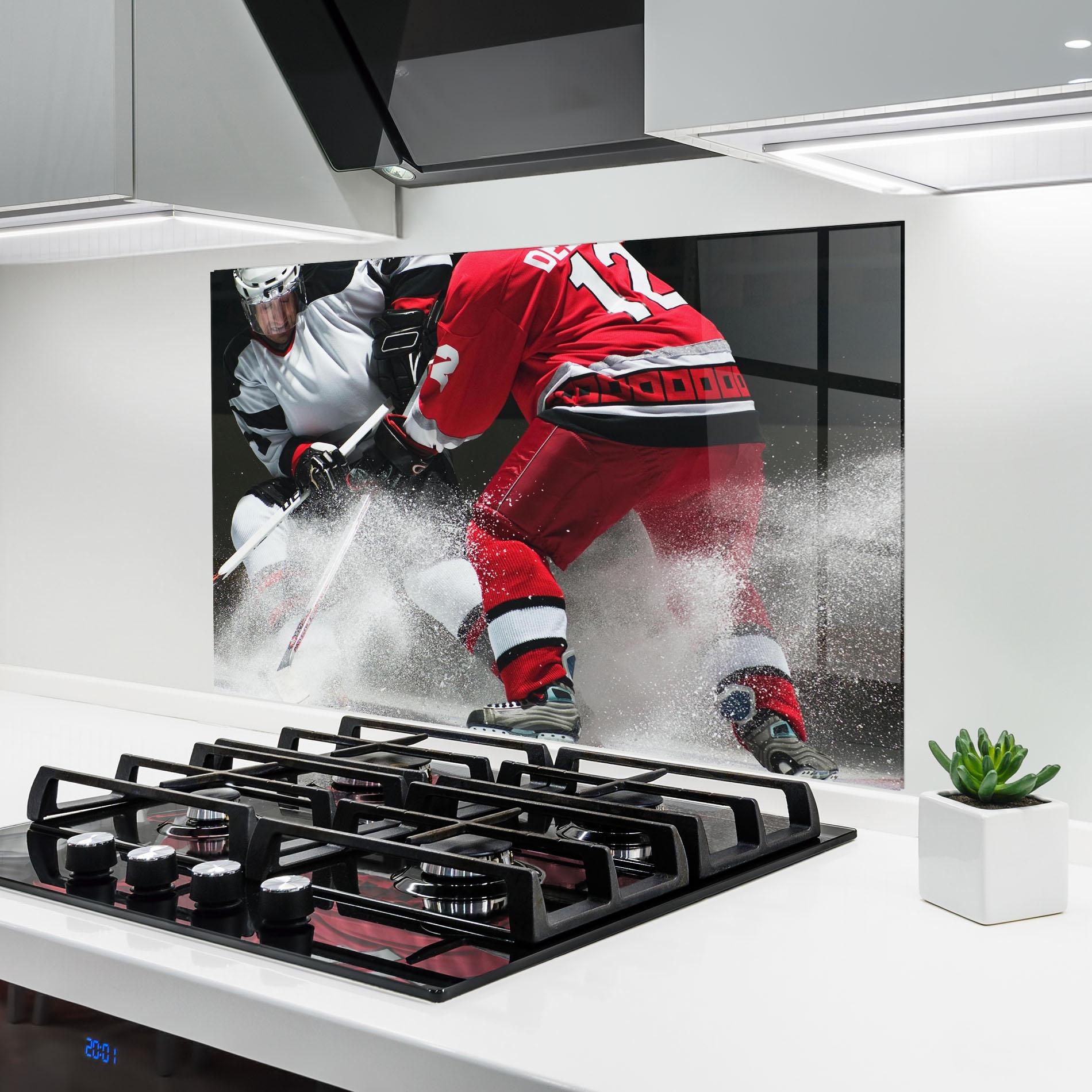 Стъклен панел за кухня Red Hokey Player mockup 6