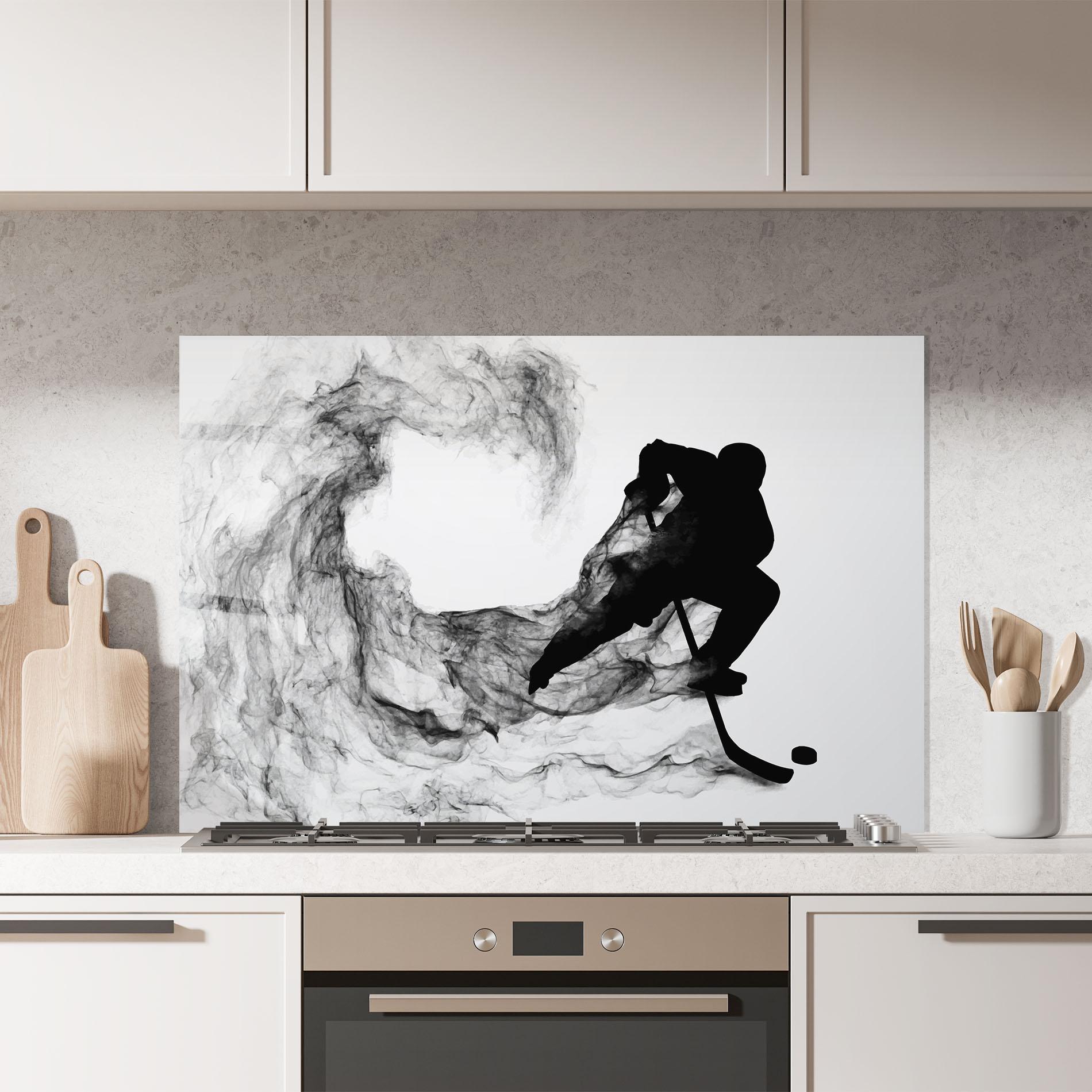 Стъклен панел за кухня Black Smoke Hockey mockup 7