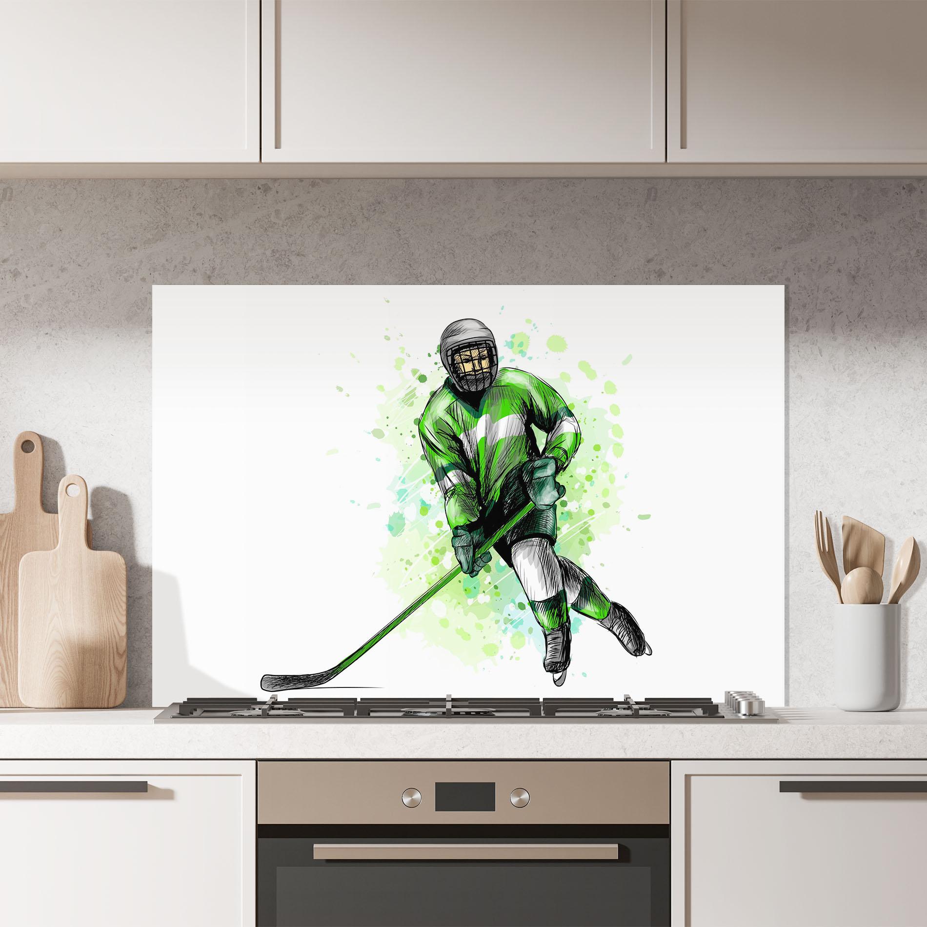 Стъклен панел за кухня Green Hockey mockup 7